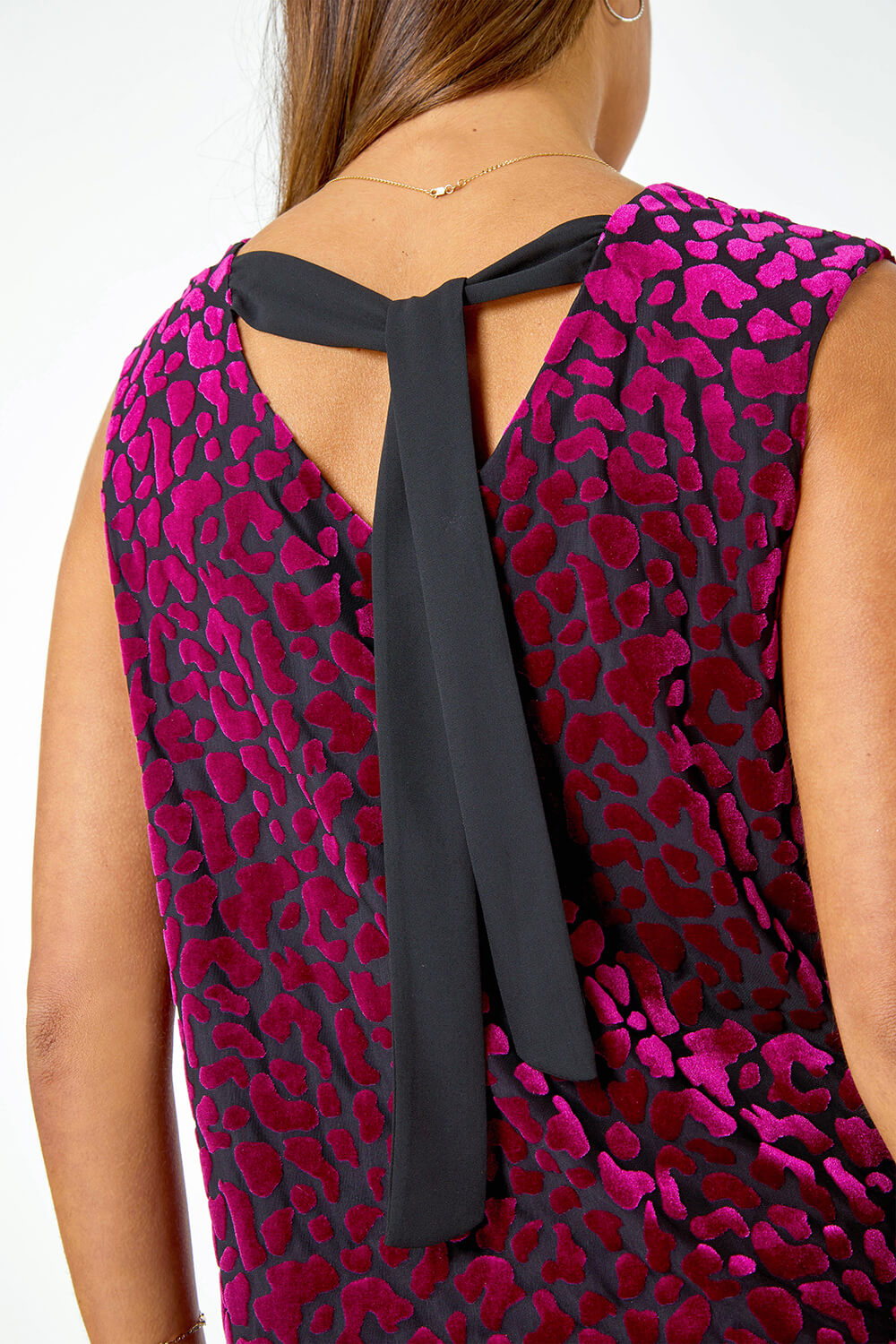 MAGENTA Textured Animal Tie Back Stretch Top, Image 5 of 5