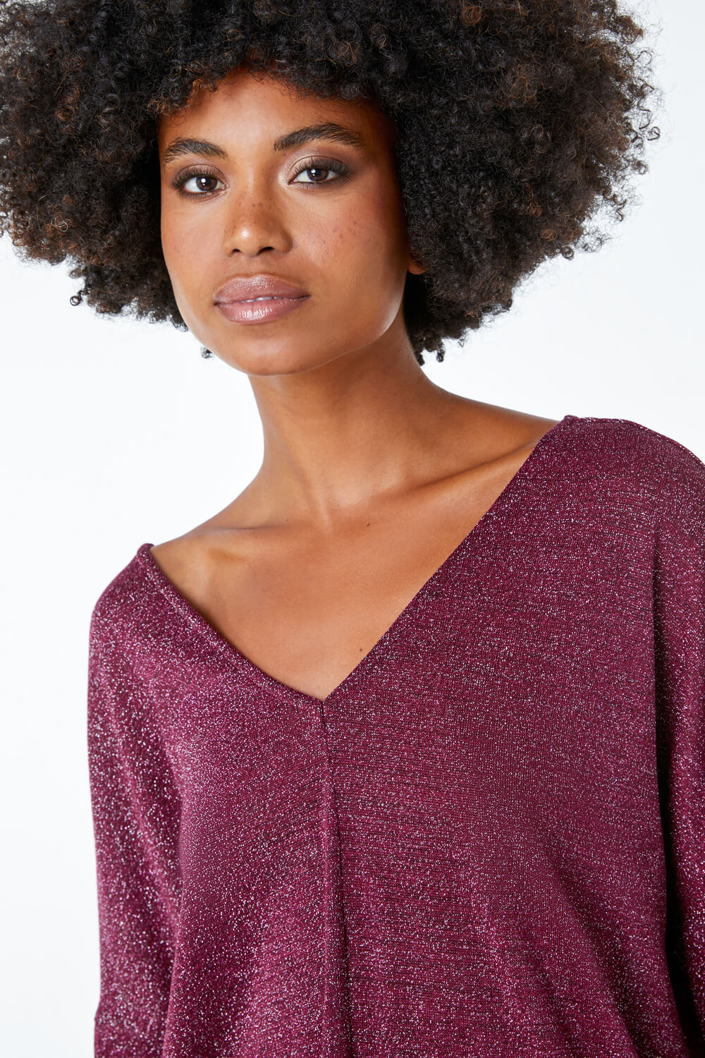 Wine Sparkle Knit Tunic Jumper, Image 5 of 5