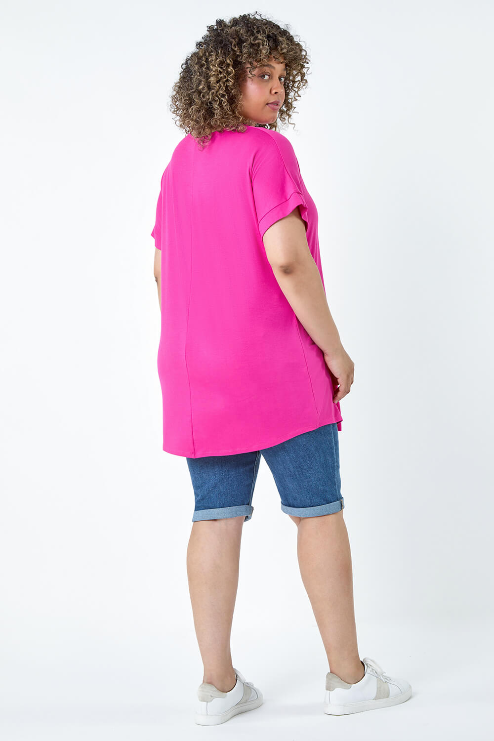 PINK Curve Plain Pleat Front Stretch Top, Image 3 of 5