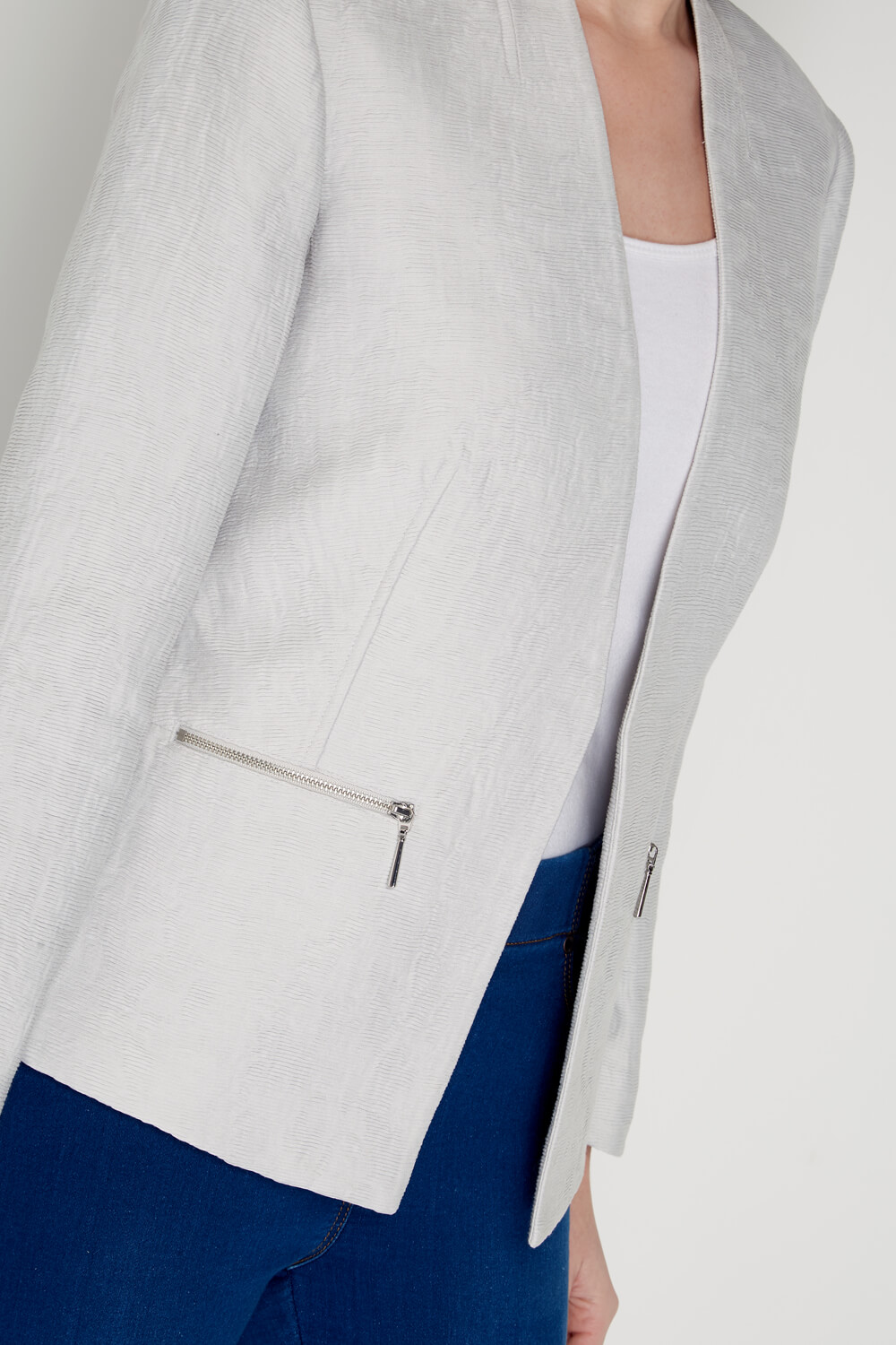 Light Grey Pleat Tailored Jacket, Image 3 of 5