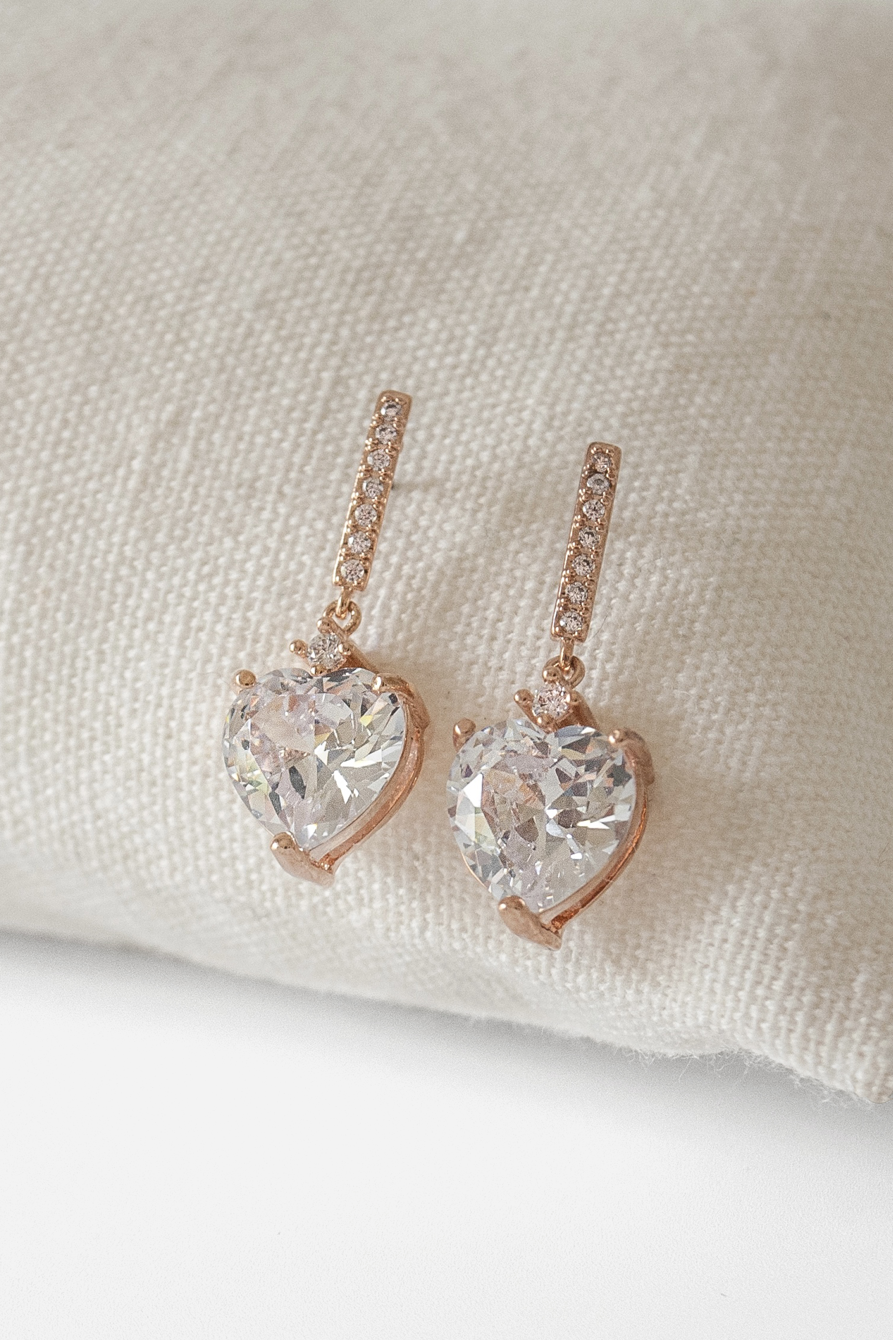 Diamante Heart Drop Earrings