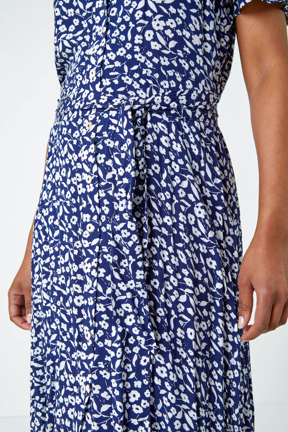 Navy  Petite Ditsy Floral Shirt Dress, Image 5 of 5