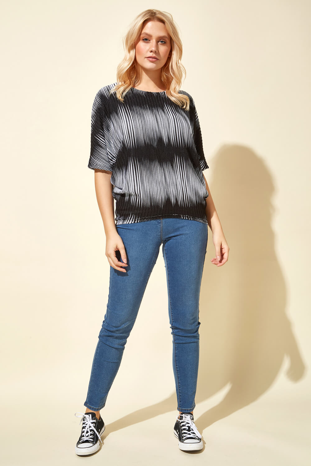 Black Oversized Ombre Print Top , Image 2 of 4