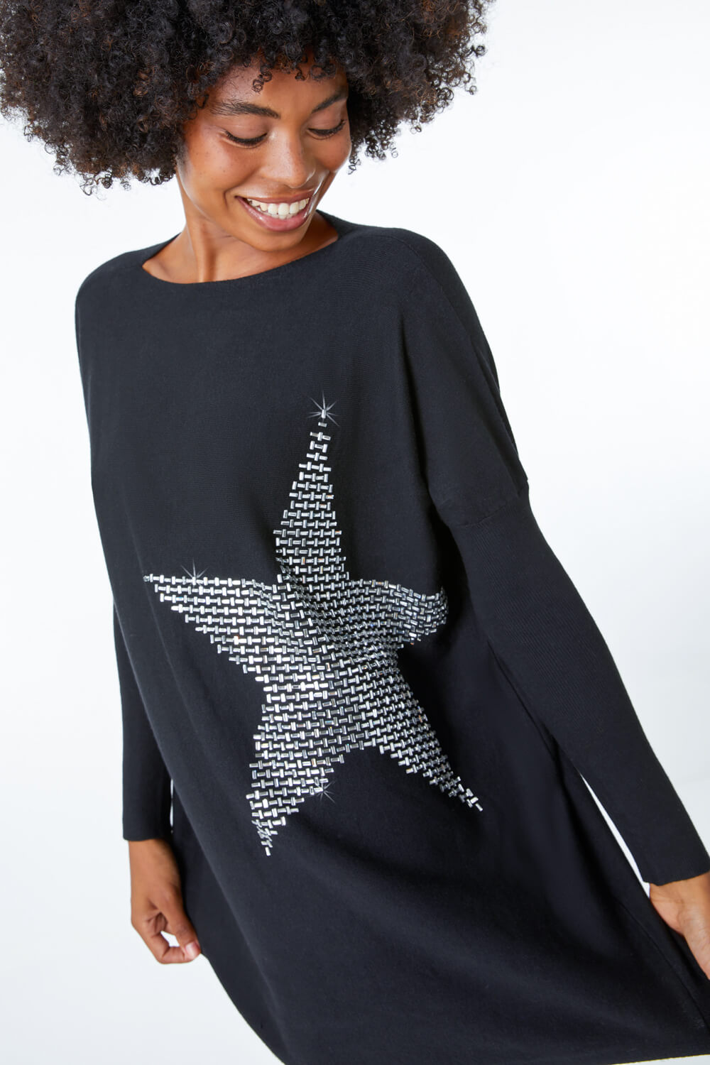 Black Star Embellished Sparkle Jumper, Image 2 of 5