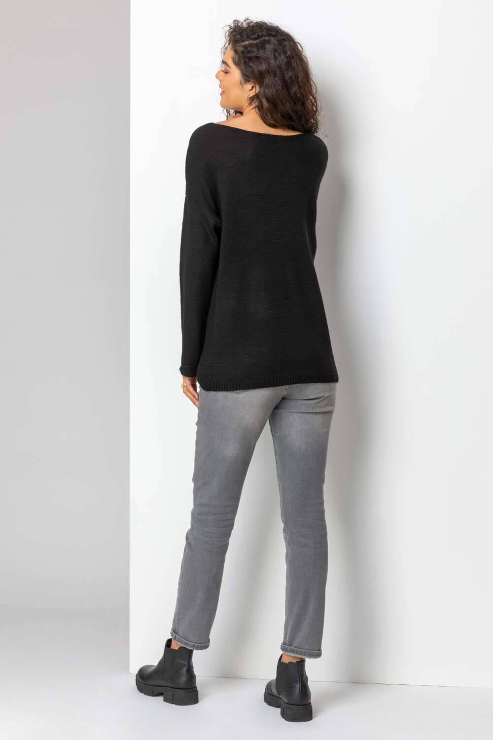 Lightning Bolt Longline Jumper in Black Roman Originals UK