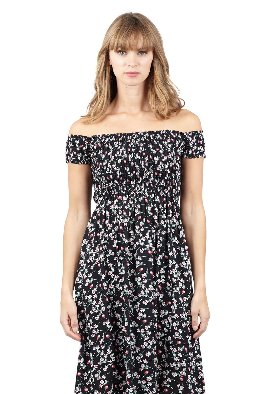 Izabel London Spring Floral Bardot Dress in - Roman Originals UK