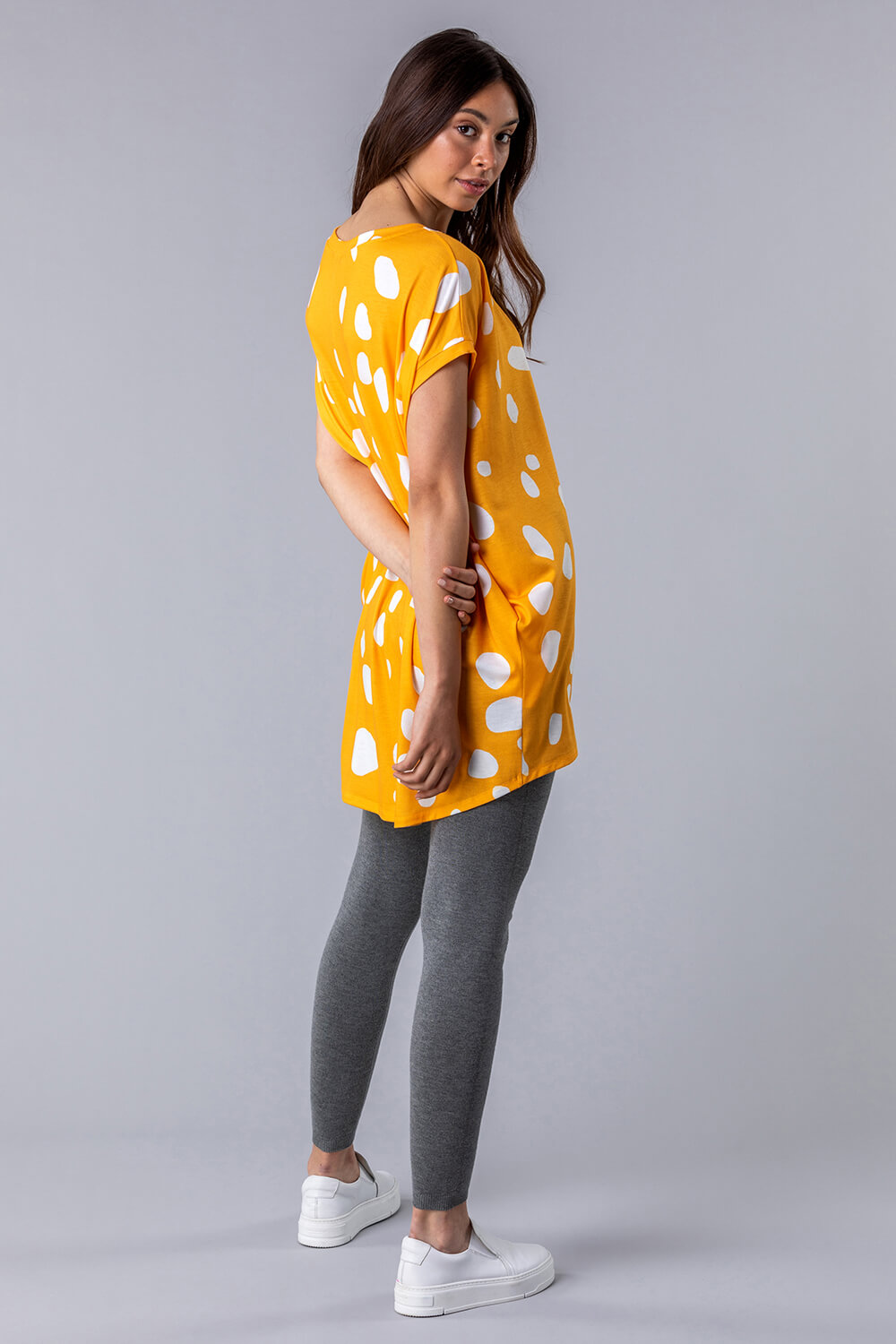 Yellow Spot Print Cocoon Tunic Top, Image 2 of 5