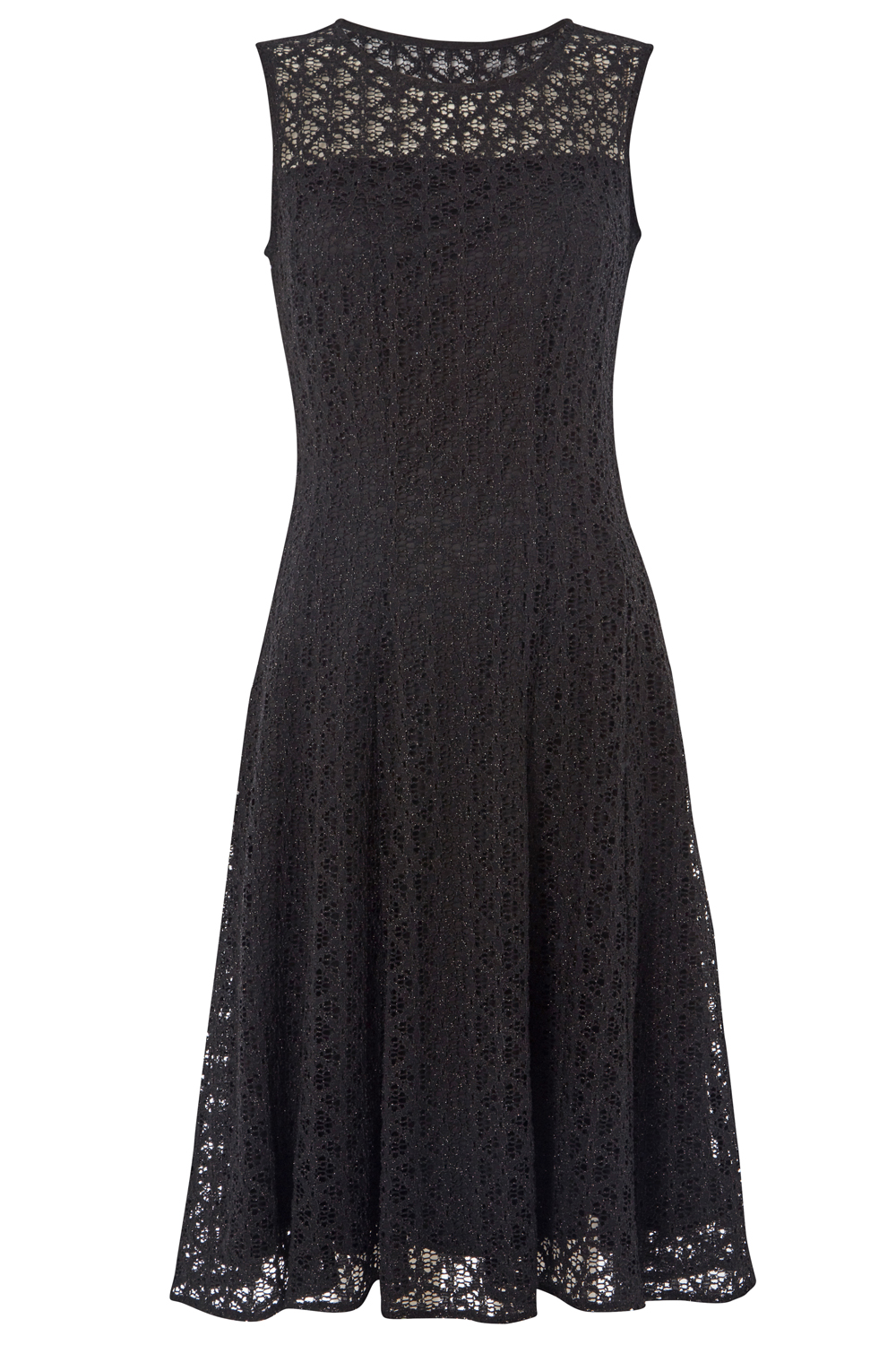 Lace Fit and Flare Dress in Black - Roman Originals UK