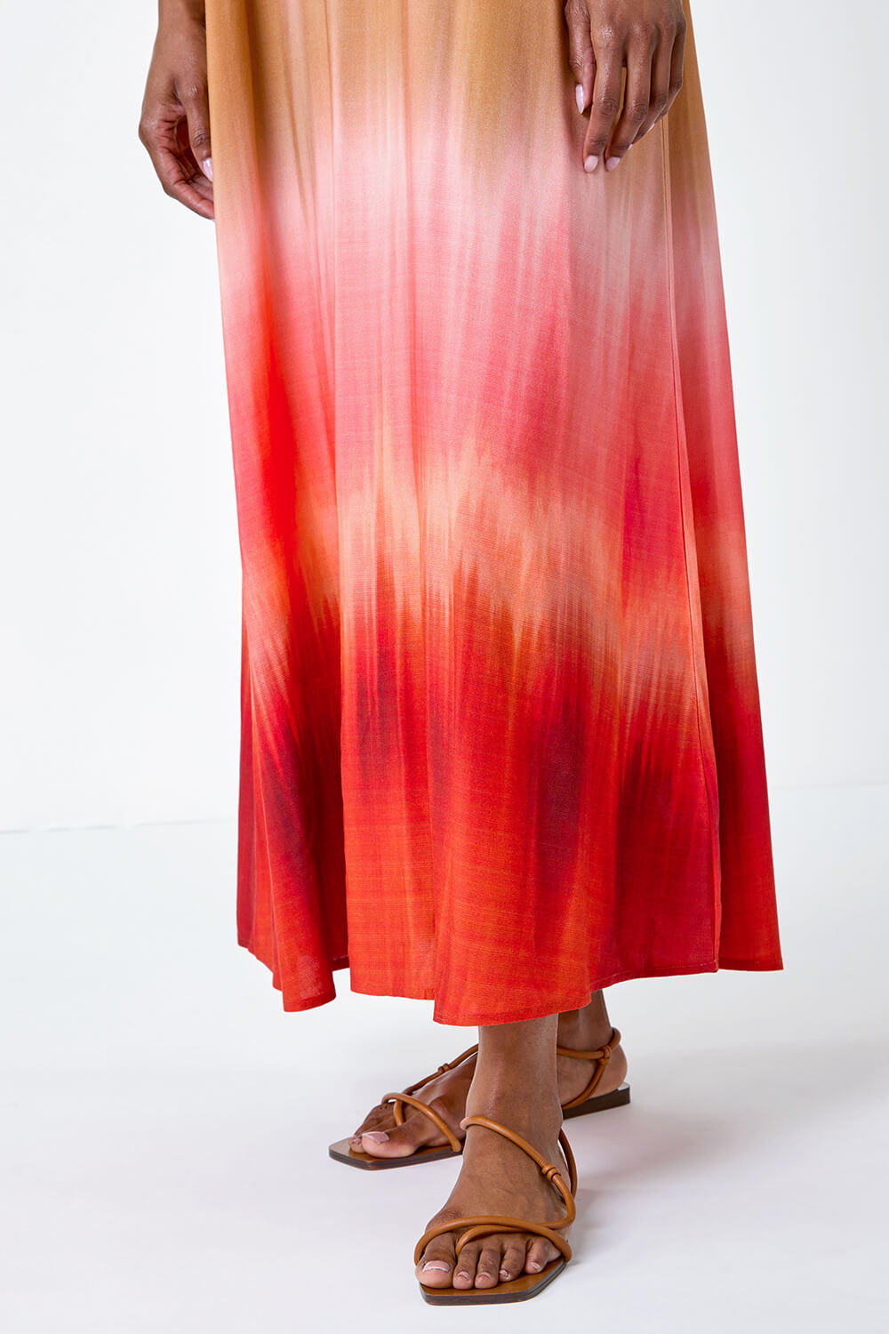 Red Sleeveless Ombre Midi Dress, Image 5 of 5