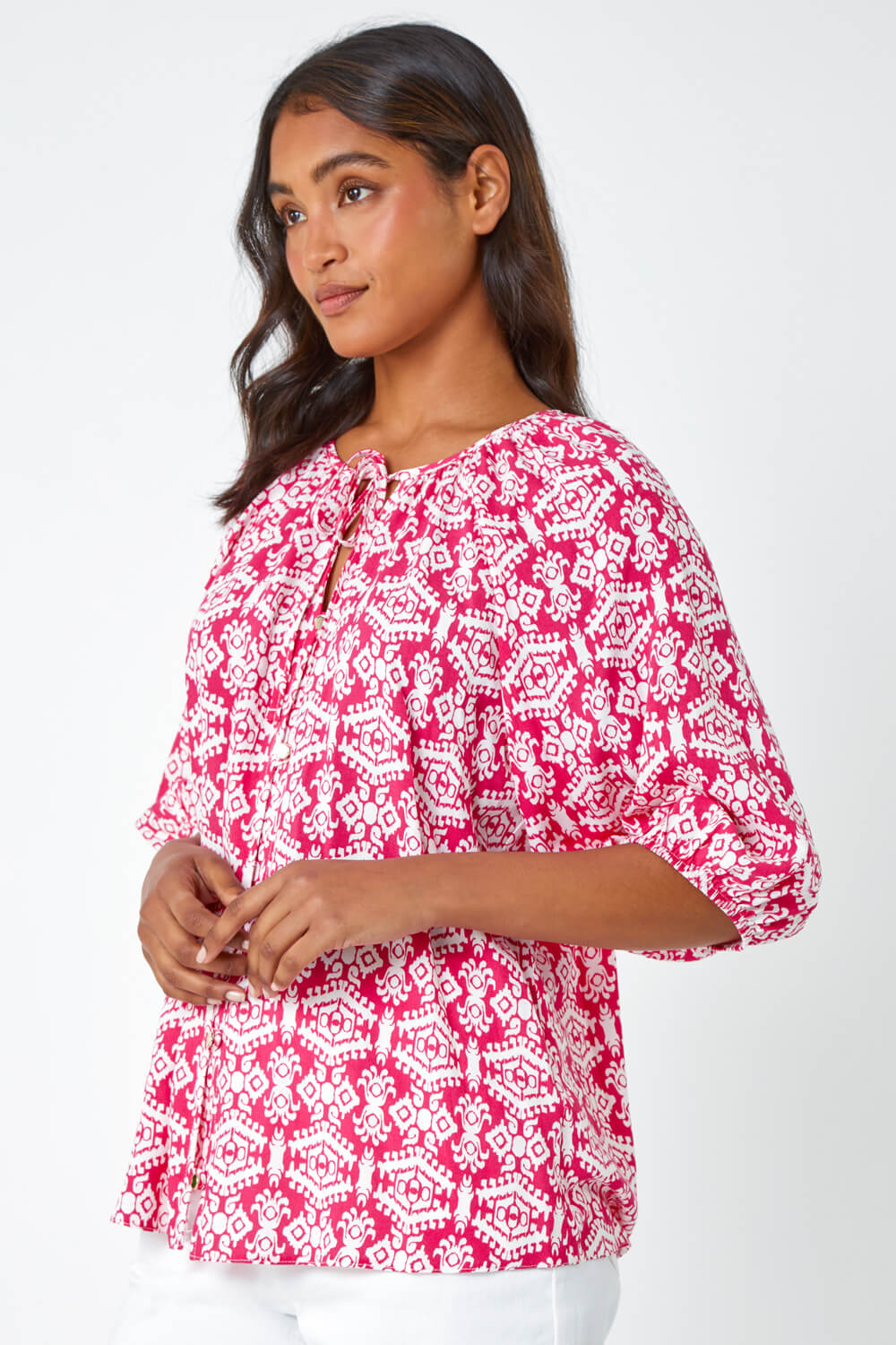 PINK Paisley Print Button Through Blouse, Image 2 of 5