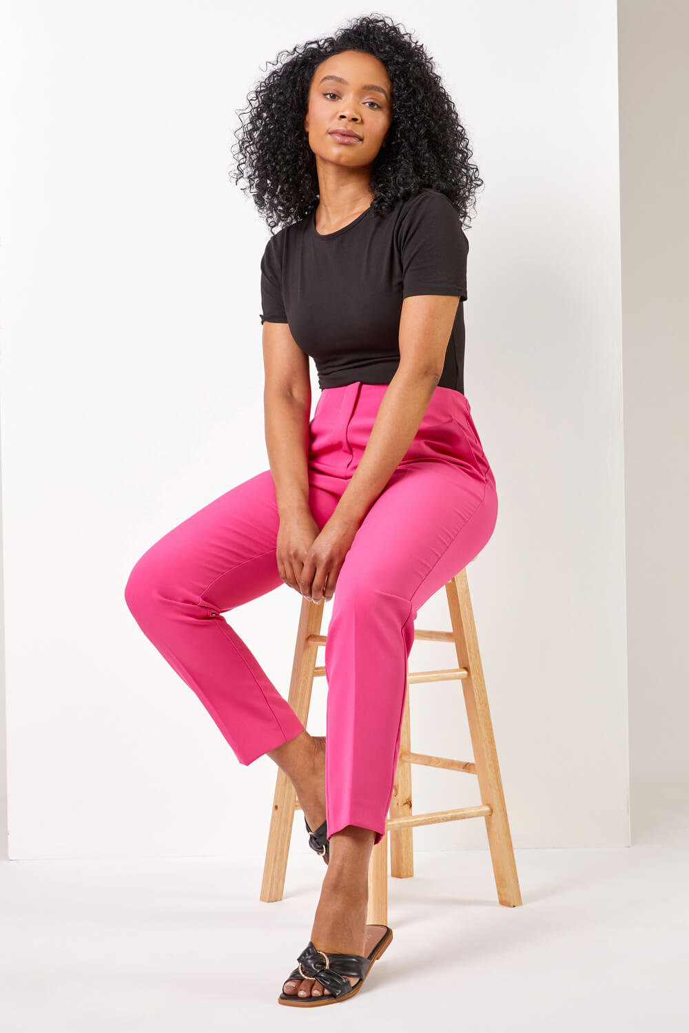PINK Petite Soft Jersey Tapered Trouser, Image 4 of 4