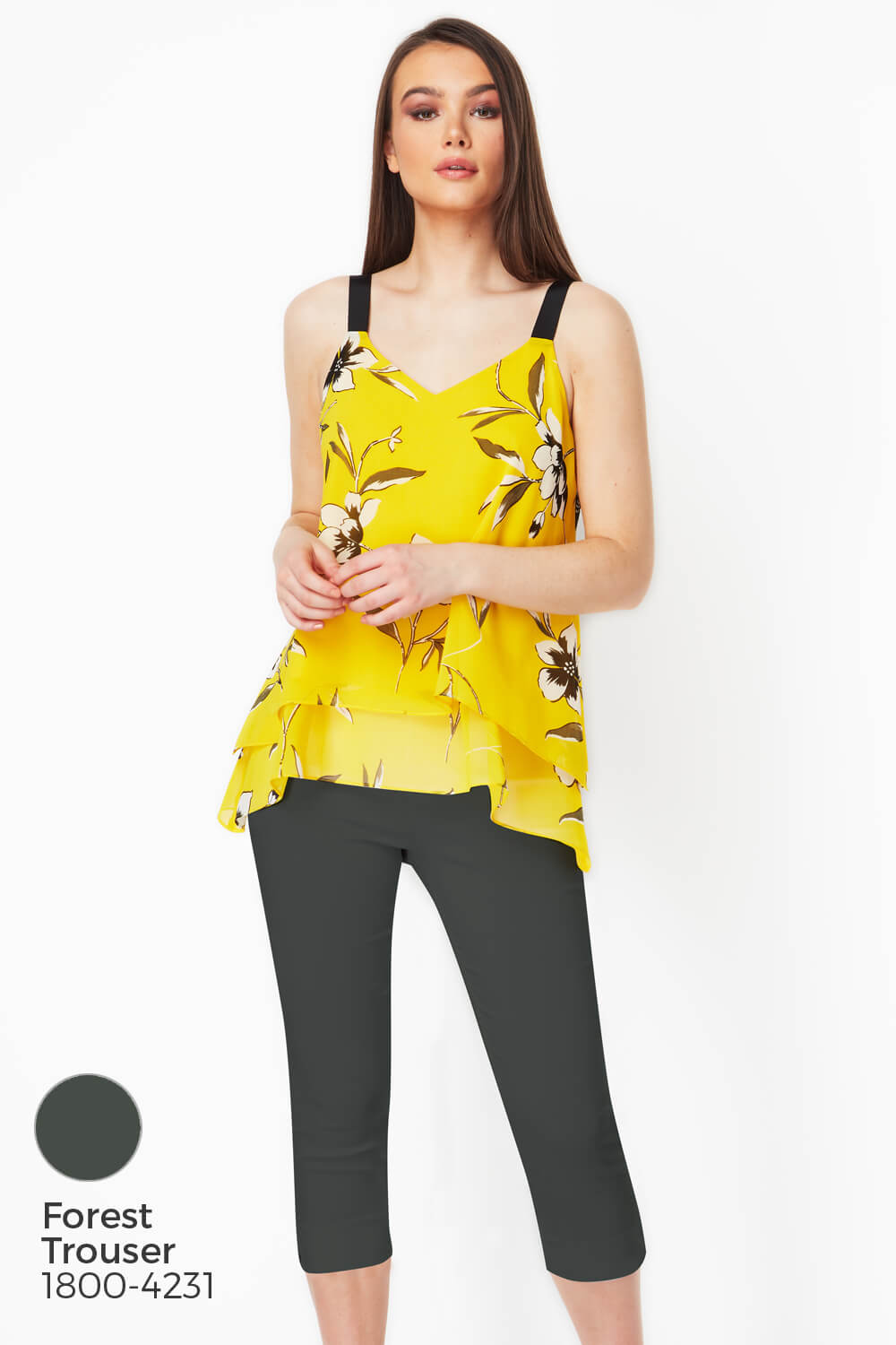 Yellow Double Layer Floral Vest Top , Image 8 of 9