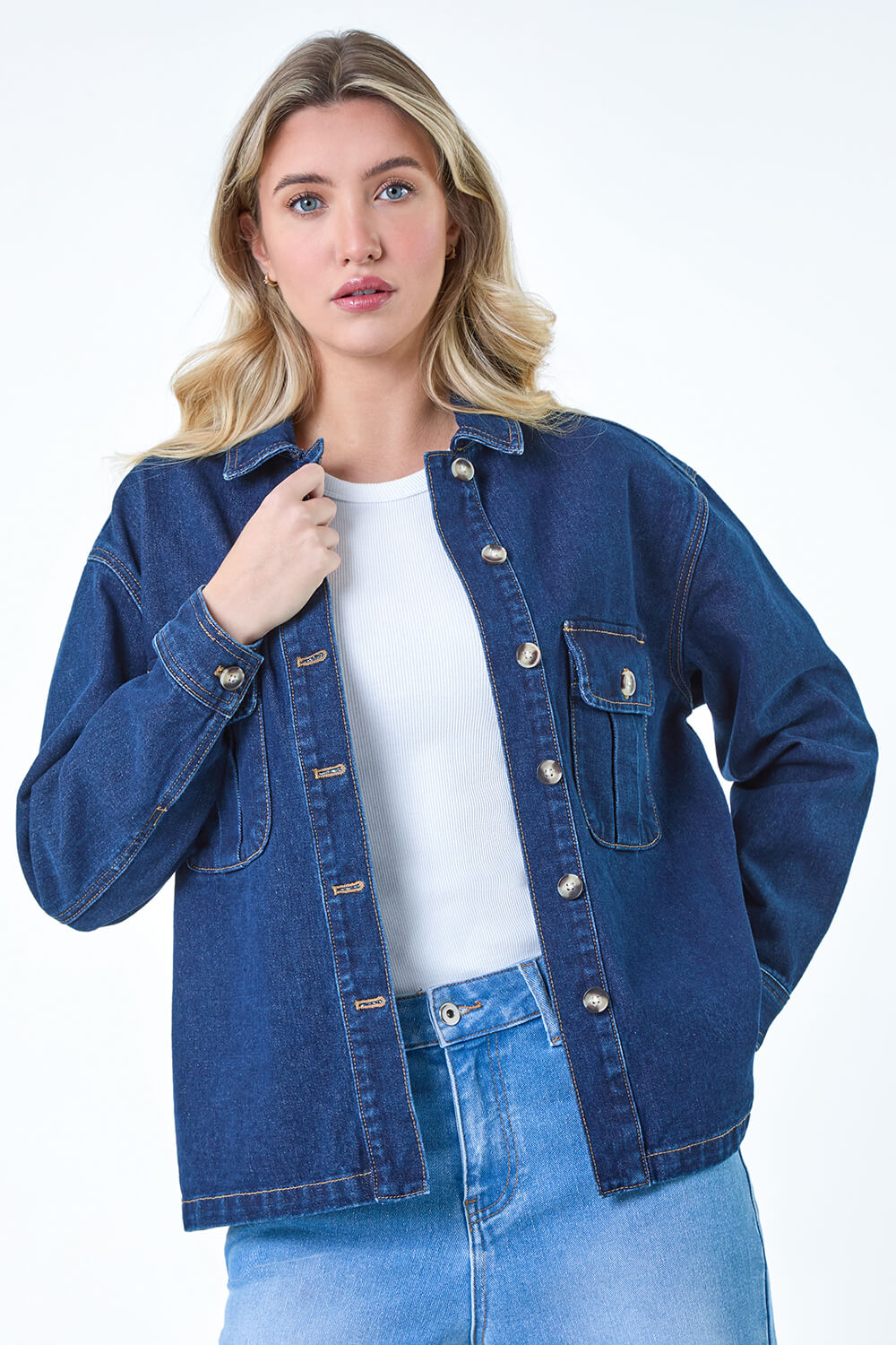 Indigo Relaxed Denim Jacket | Roman UK