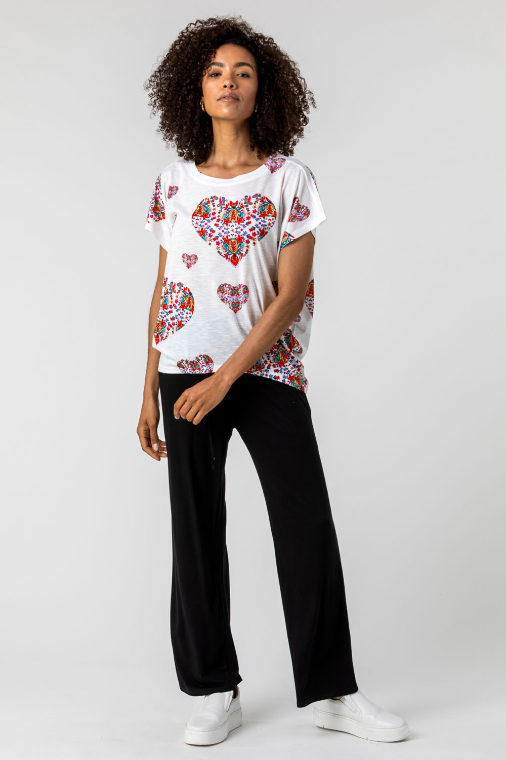 Ivory  Floral Heart Print Top, Image 3 of 4