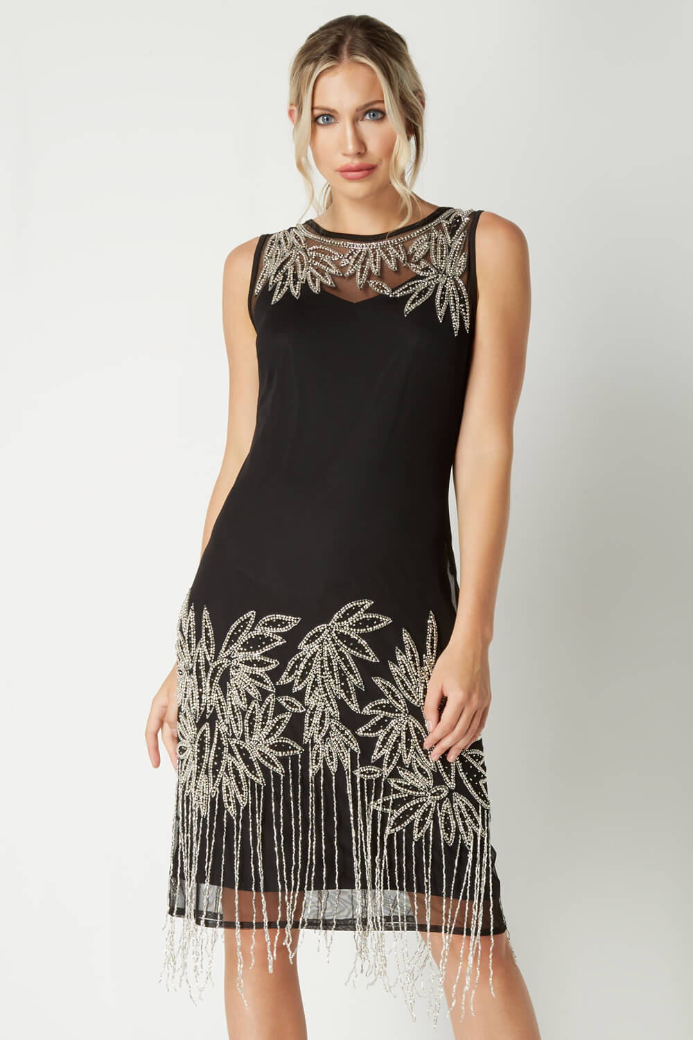 Embellished Flapper Dress In Black Roman Originals Uk