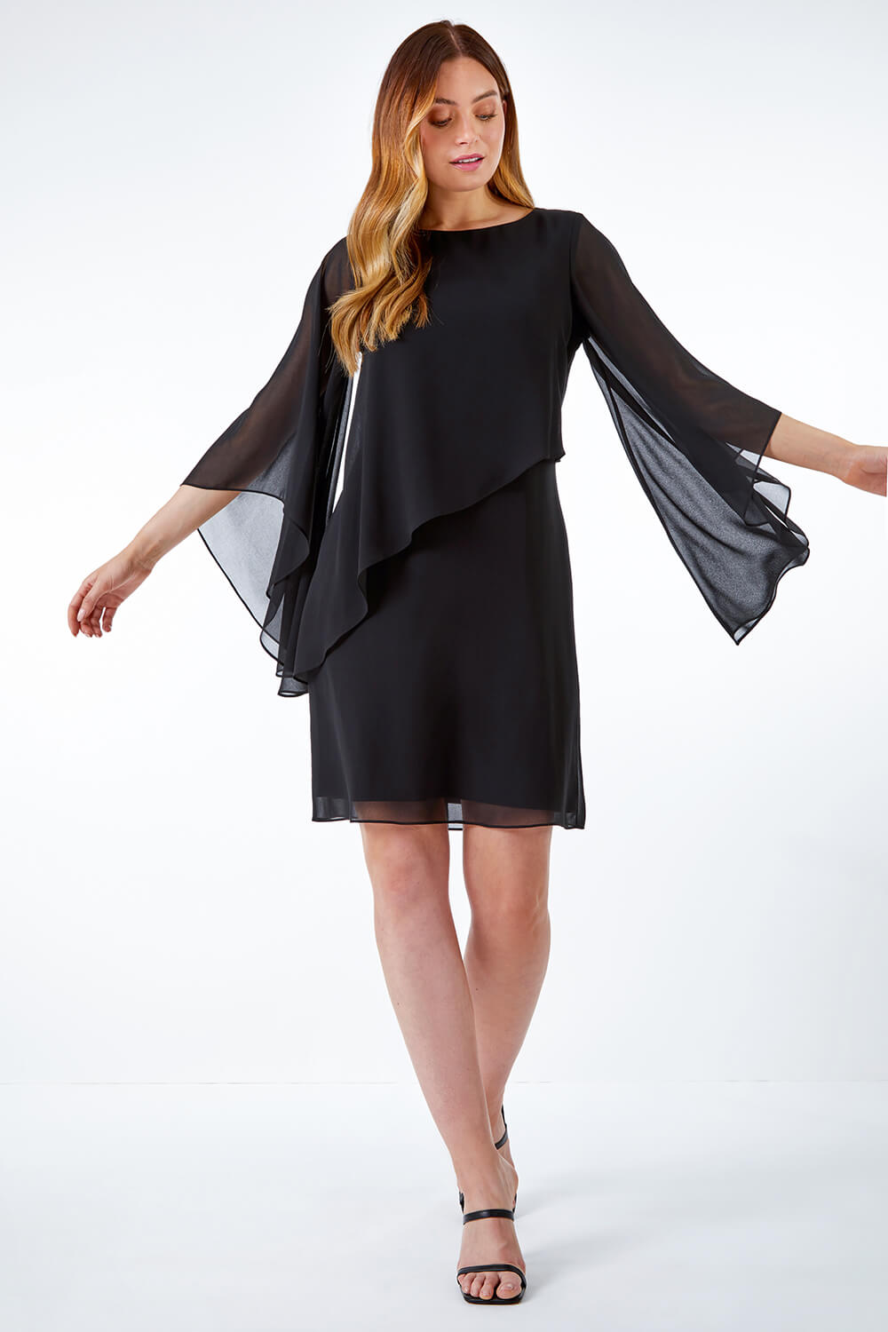 Black chiffon shift on sale dress