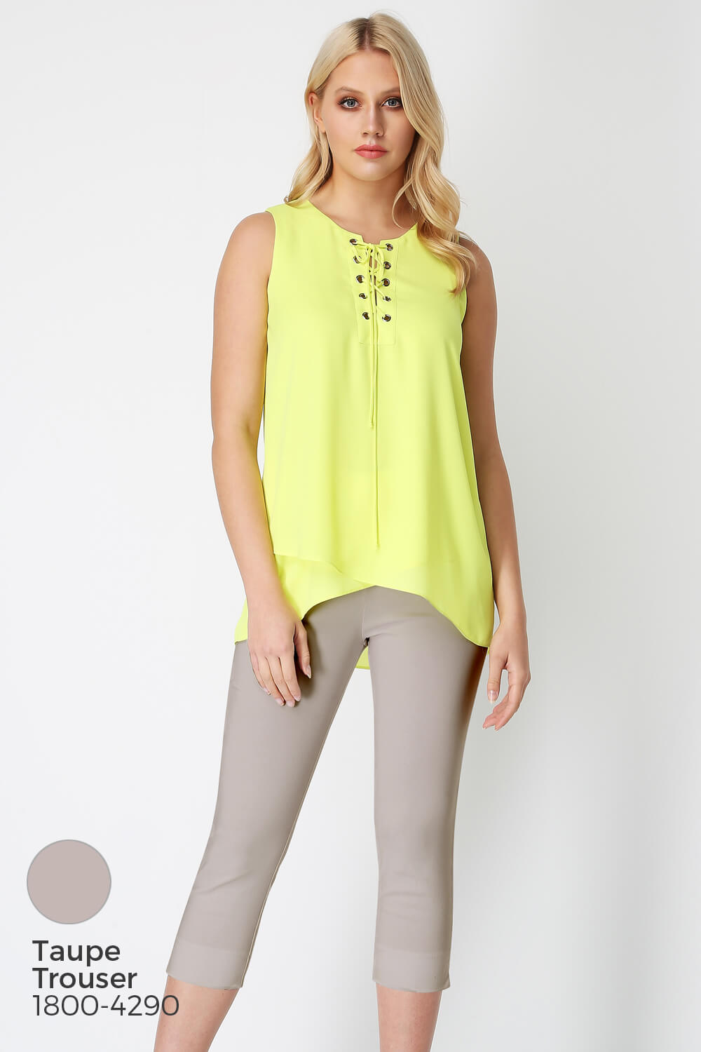 Lime Eyelet Detail Lace Up Vest Top, Image 8 of 8