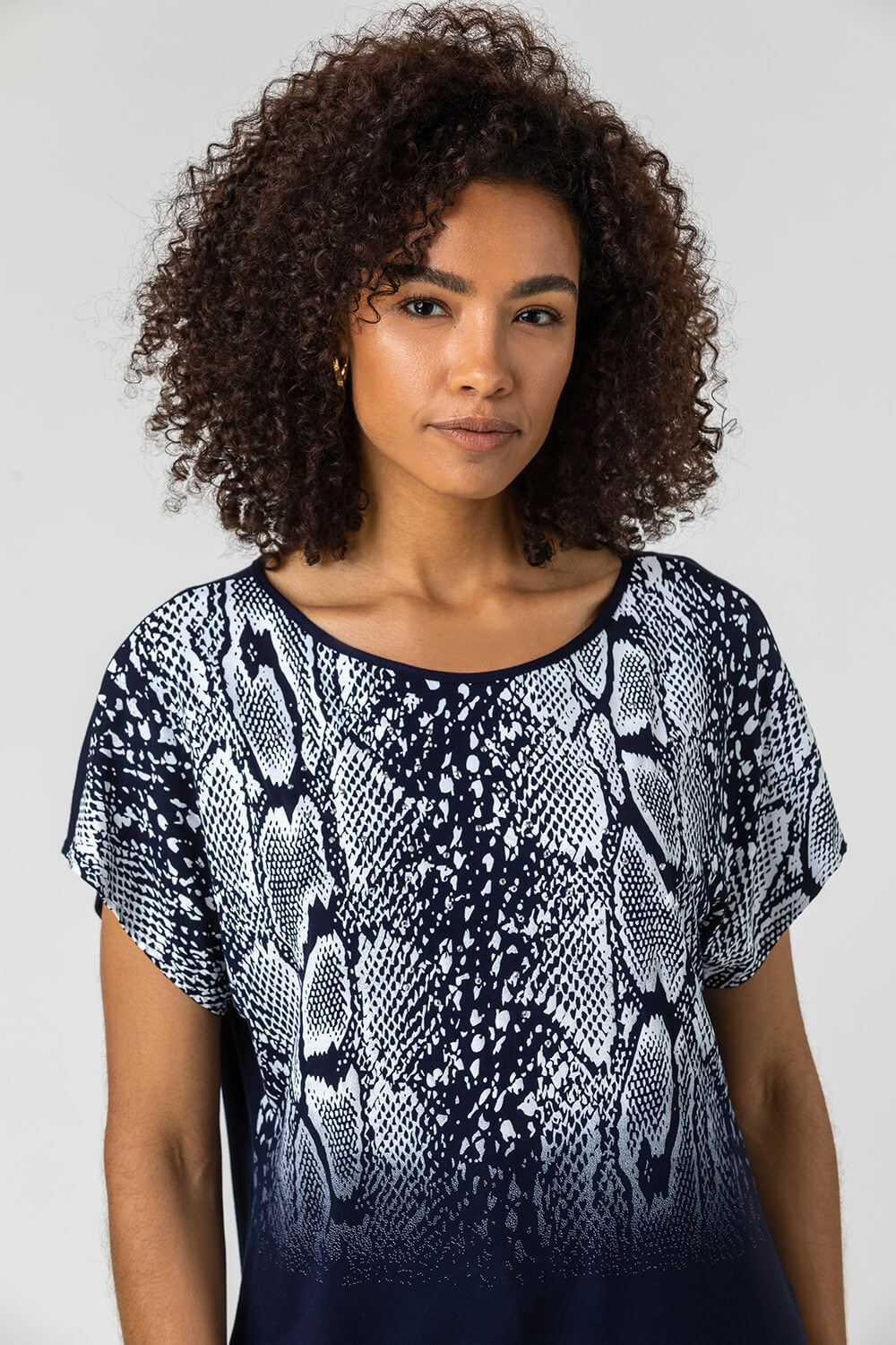 Navy  Snake Print Ombre Top, Image 4 of 4