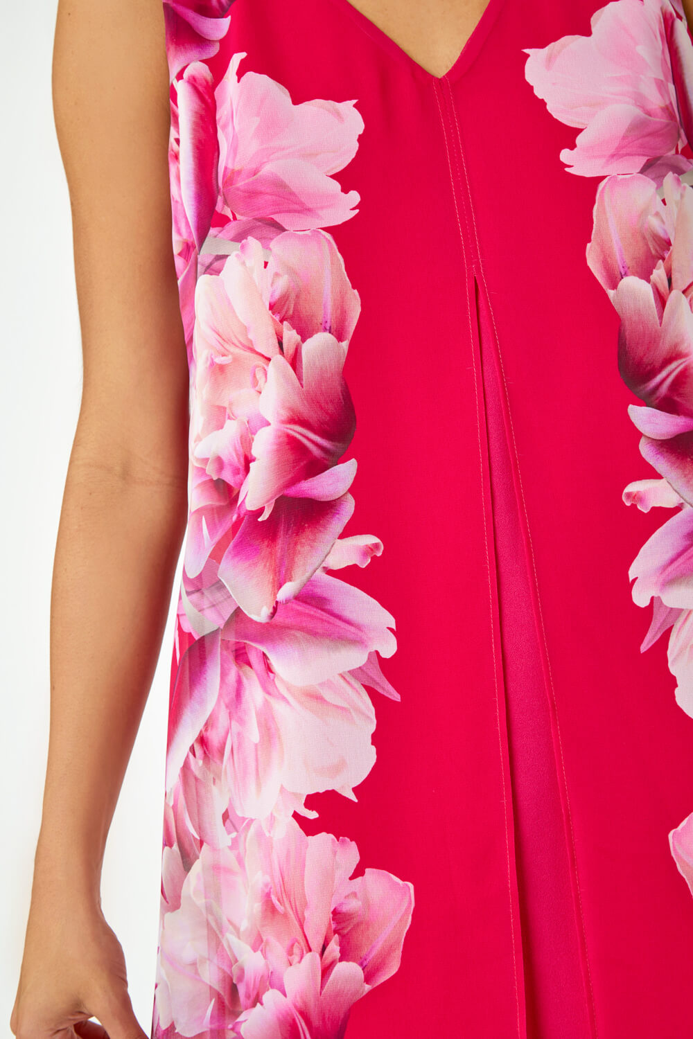 PINK Sleeveless Floral Chiffon Overlay Dress, Image 5 of 5