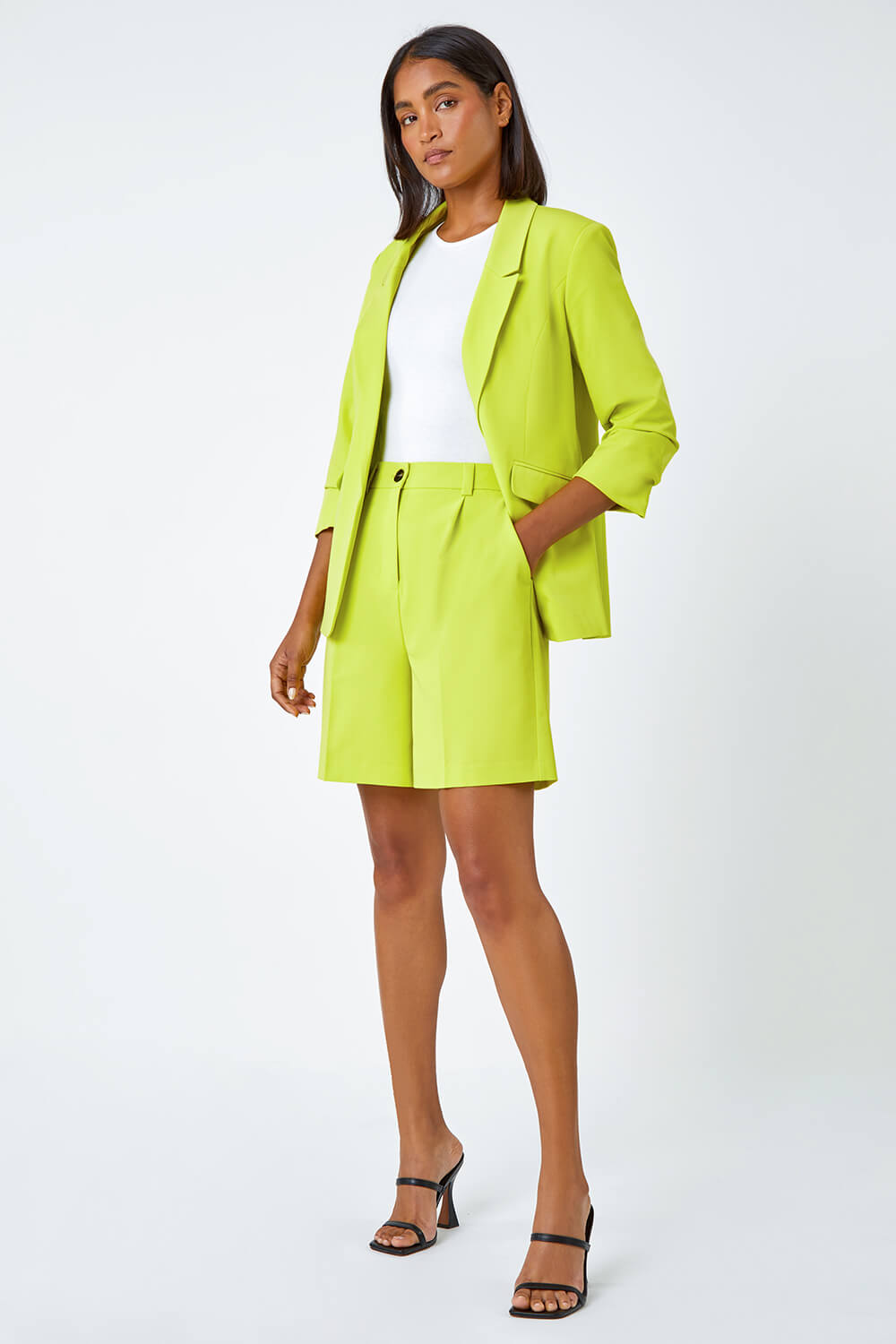 Lime Tailored Stretch Shorts, Image 2 of 5