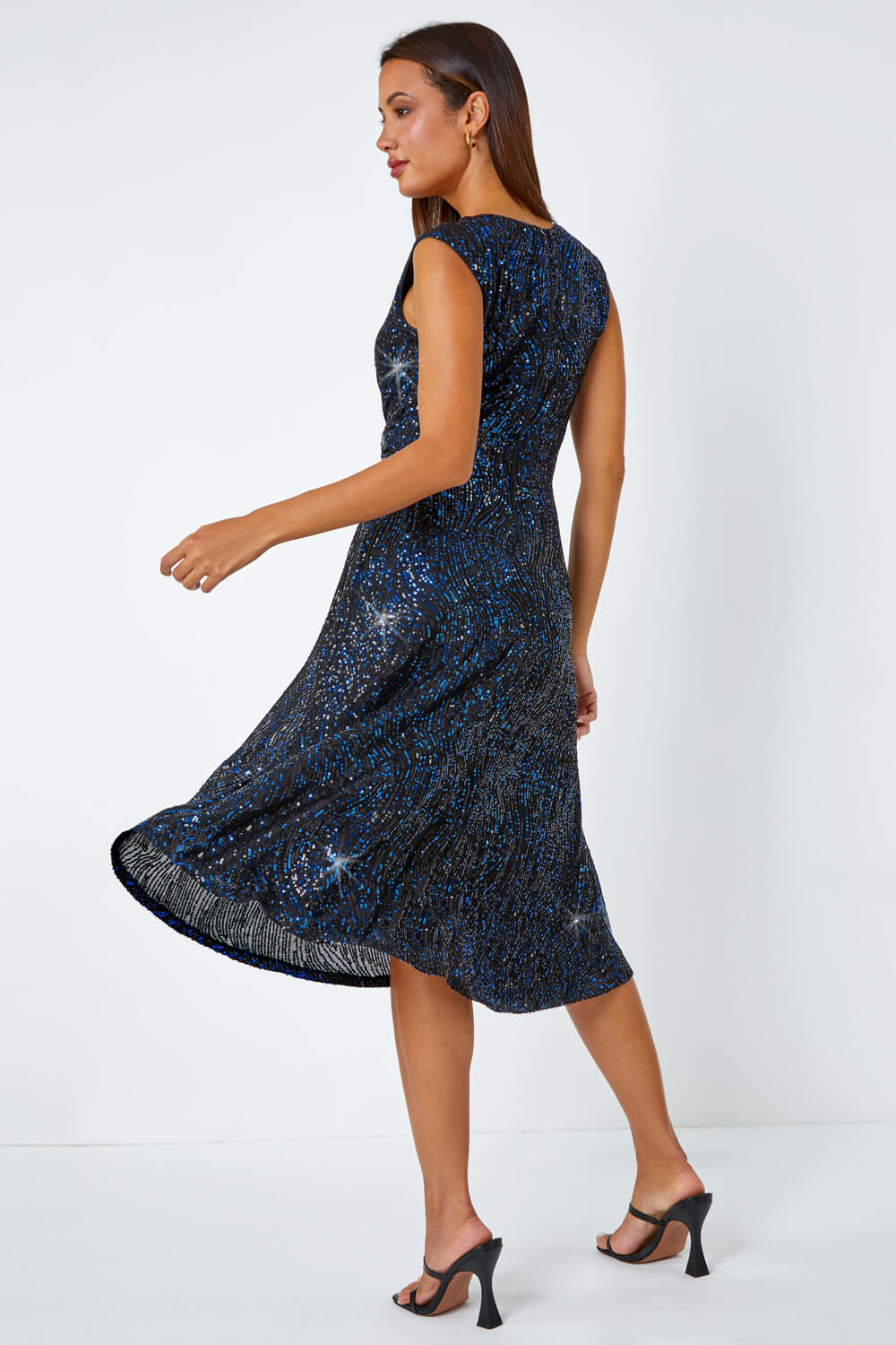 Photo Finish Royal Blue Sequin Lace-Up Maxi Dress