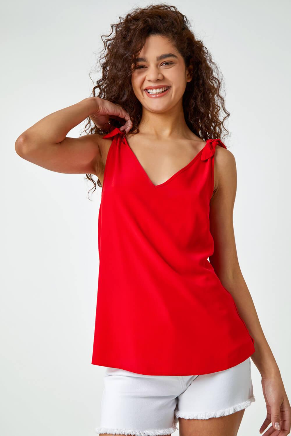 LIMITED COLLECTION Curve Plus Size Red Shirred Strap Cami Vest Top