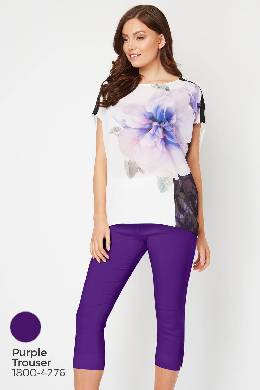Lilac Floral Contrast Overlay Top , Image 8 of 8