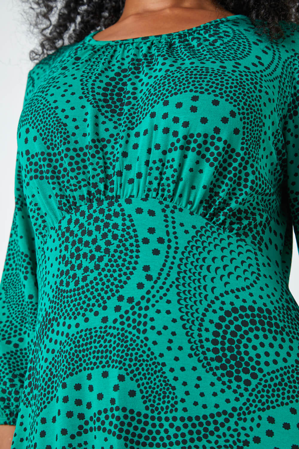 Green Petite Abstract Spot Stretch Midi Dress, Image 5 of 5