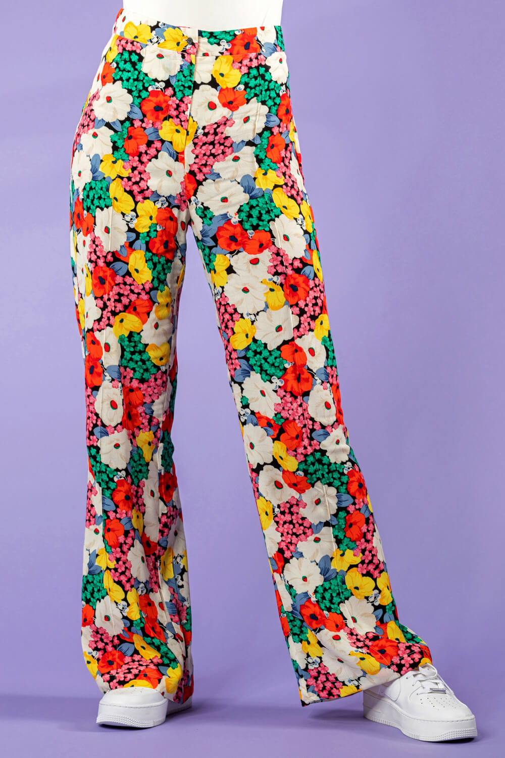 Multi  Contrast Floral Wide Leg Trouser, Image 4 of 5