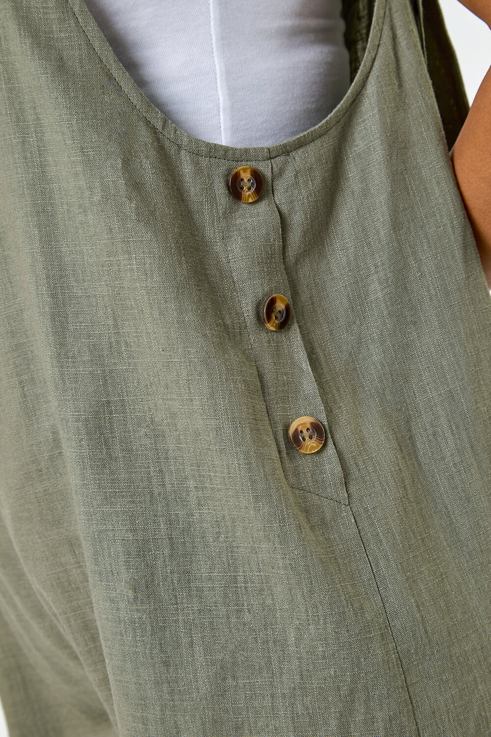 KHAKI Shoulder Tie Cotton Playsuit, Image 5 of 5