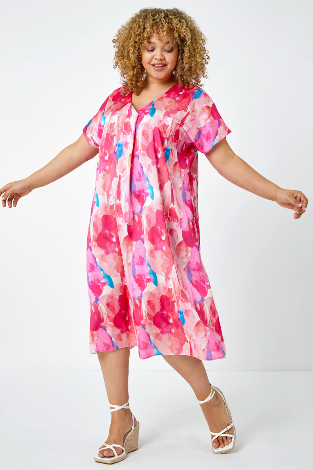 PINK Curve Abstract Relaxed Midi Dress, Image 2 of 5