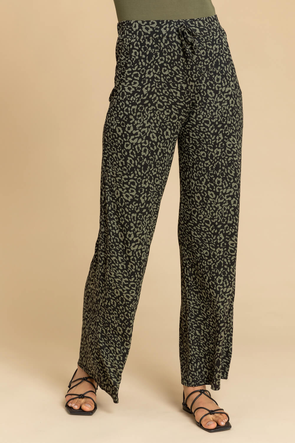 Animal Stretch Wide Leg Jersey Trousers