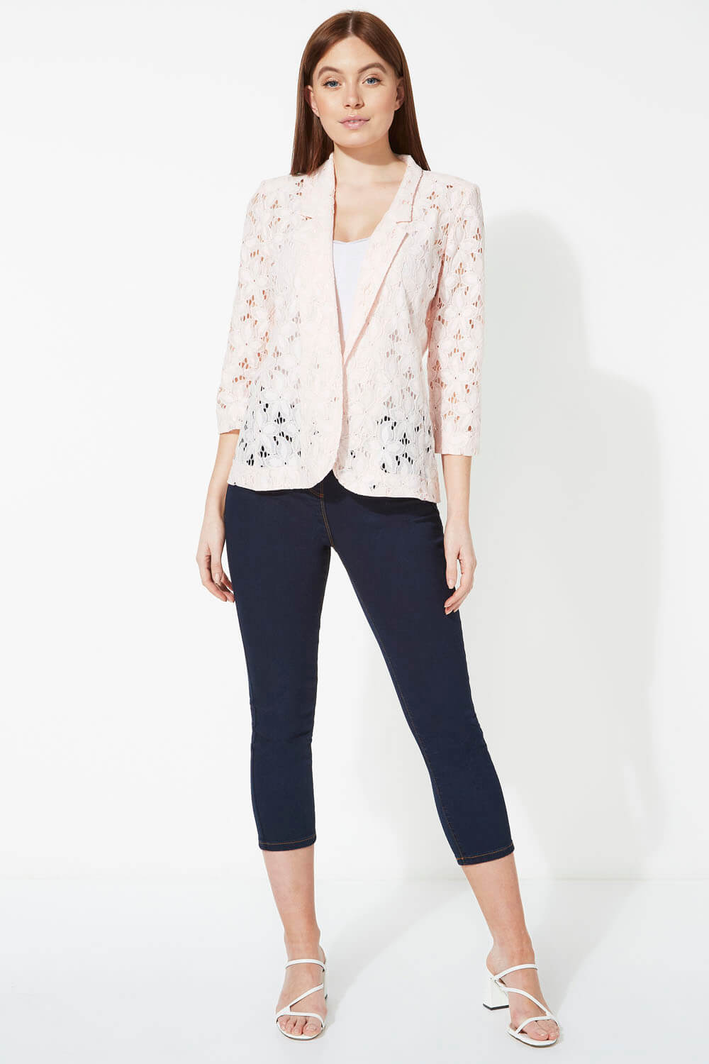 PINK Floral Lace 3/4 Sleeve Jacket, Image 2 of 4