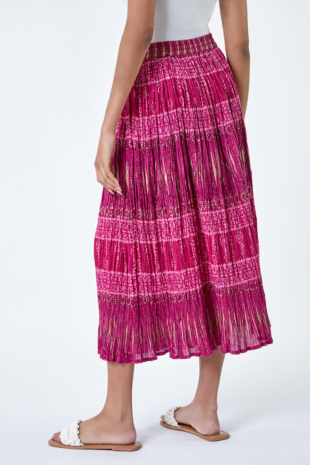 Crinkle-effect design pleated midi Skirt