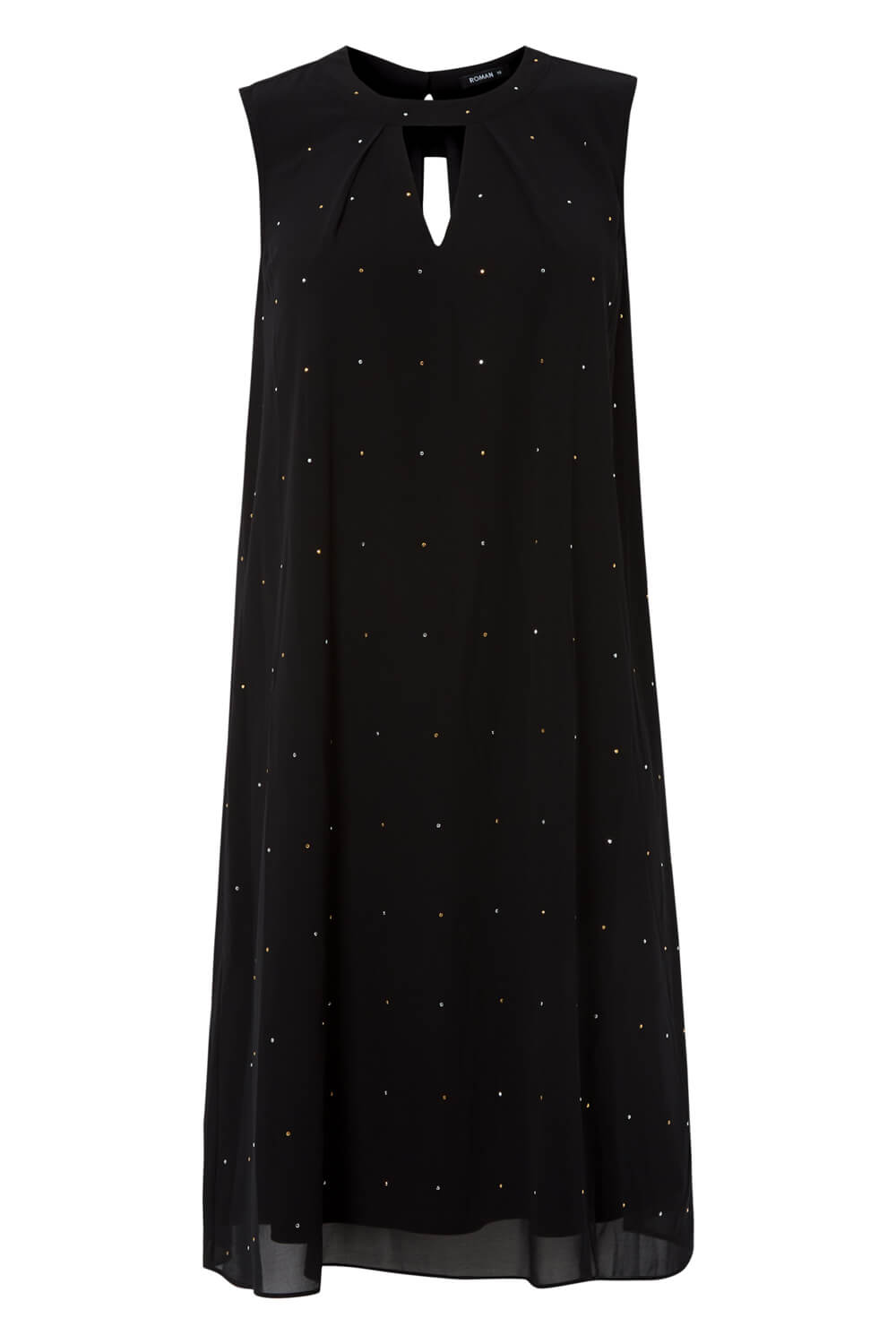 Black Embellished Keyhole Swing Dress, Image 4 of 4