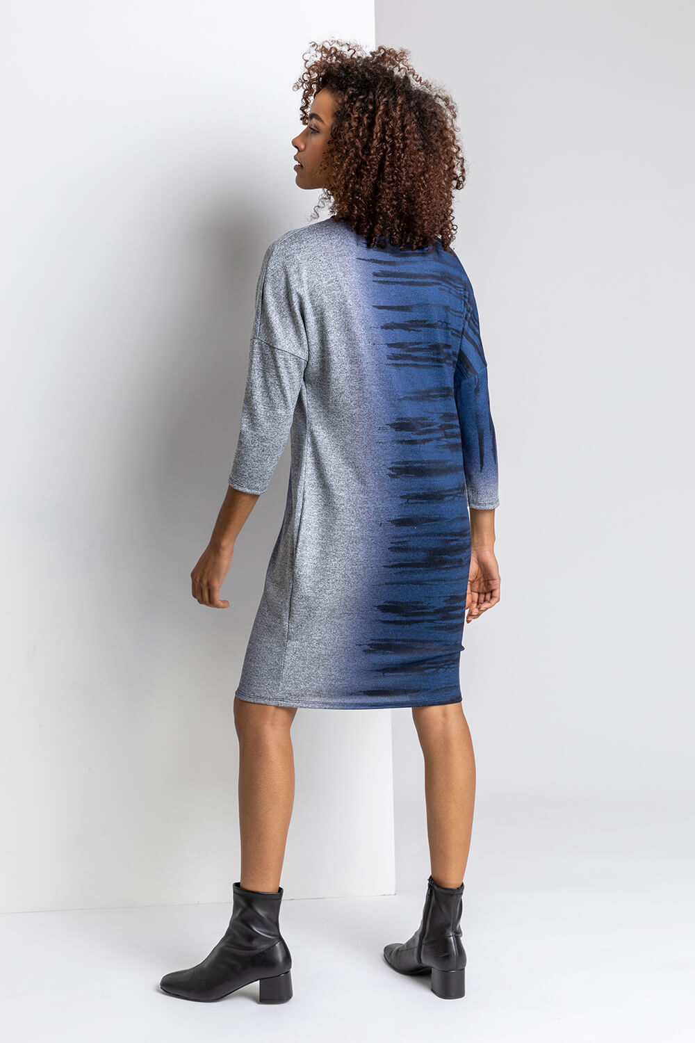 Navy  Ombre Animal Print Slouch Dress, Image 2 of 4