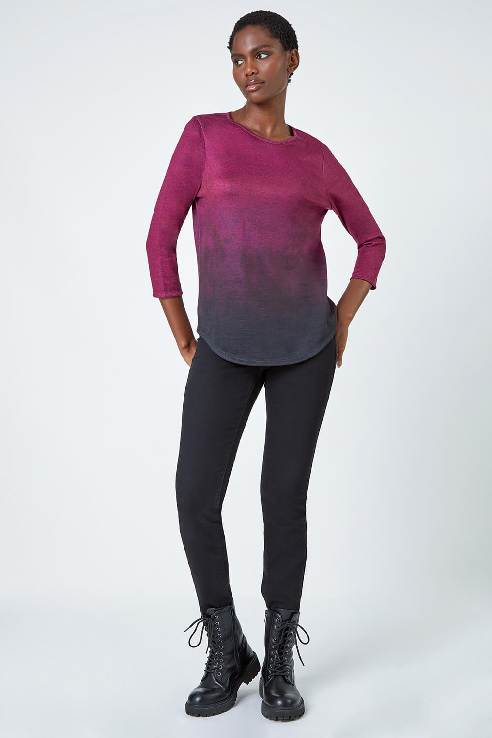PINK Ombre Print Stretch Top, Image 2 of 5
