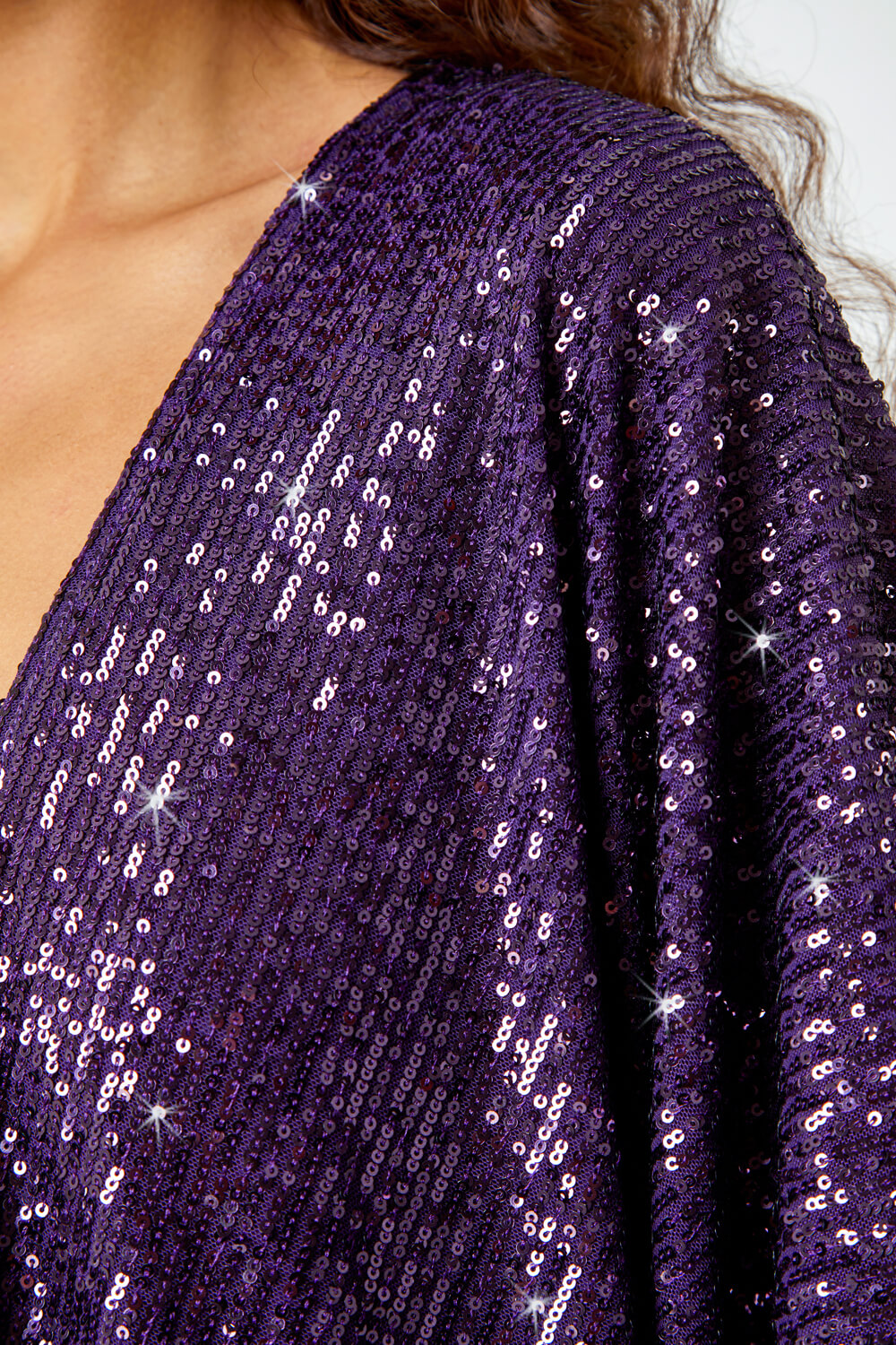 Purple One Size Embellished Sequin Cape Jacket, Image 5 of 5
