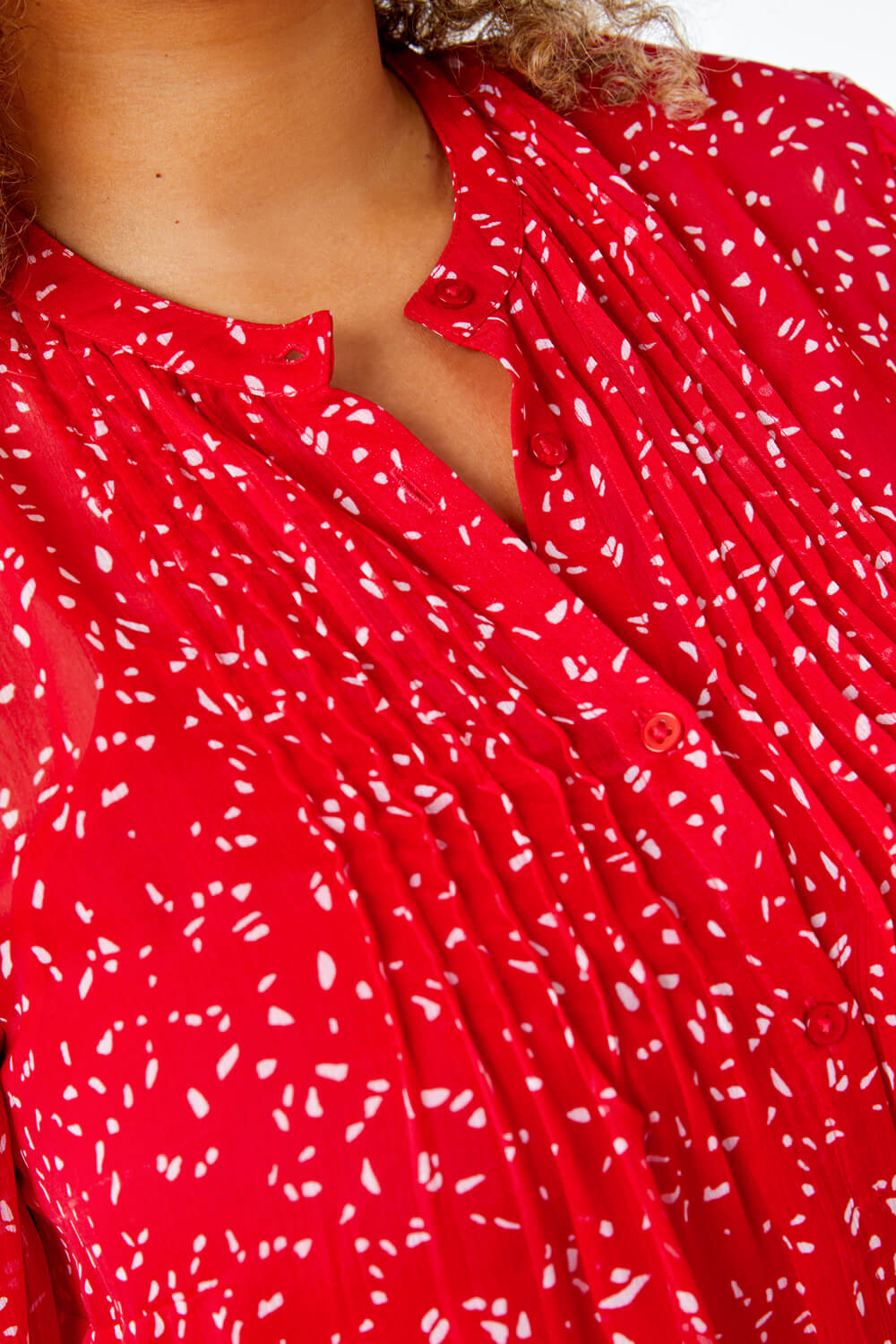 Red Curve Ditsy Print Tiered Dress, Image 5 of 5