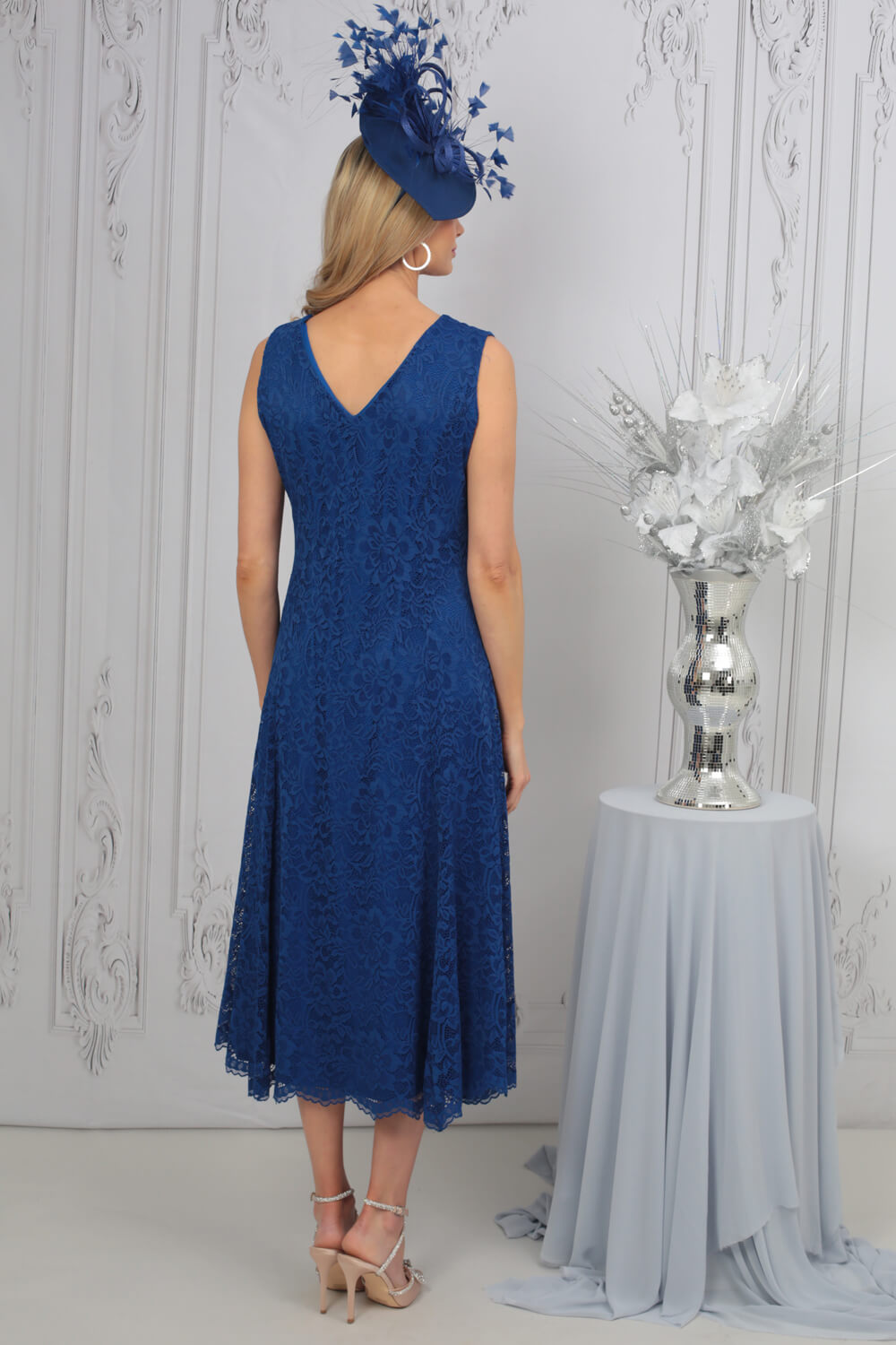 Royal Blue Julianna Lace Dress & Shrug Set Roman UK