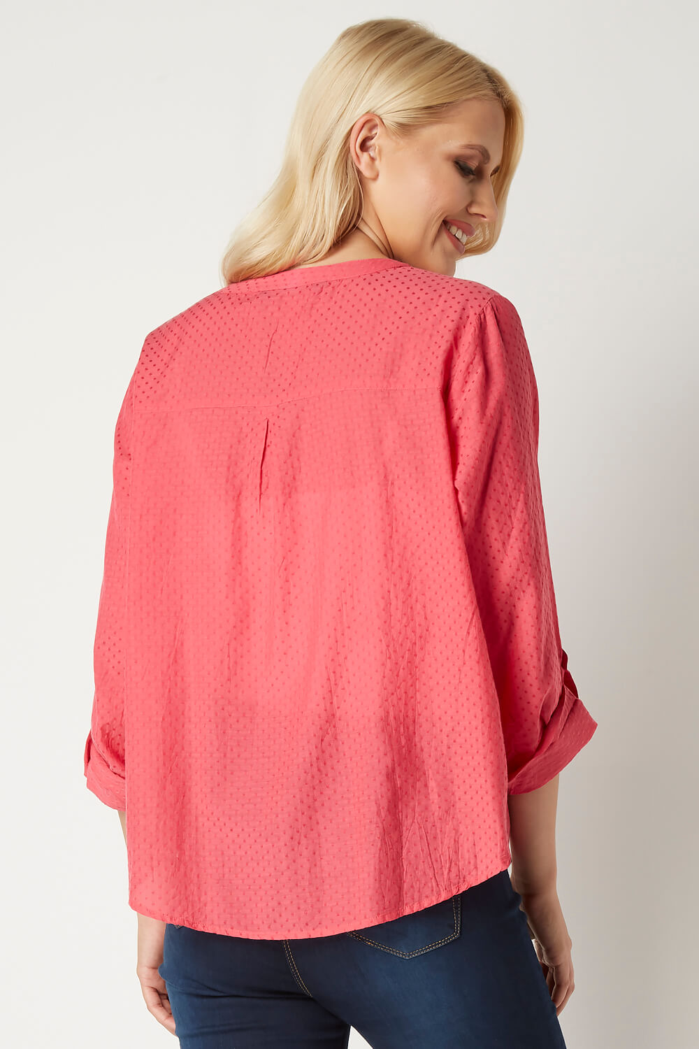 PINK Roll Sleeve Cotton Top, Image 2 of 4