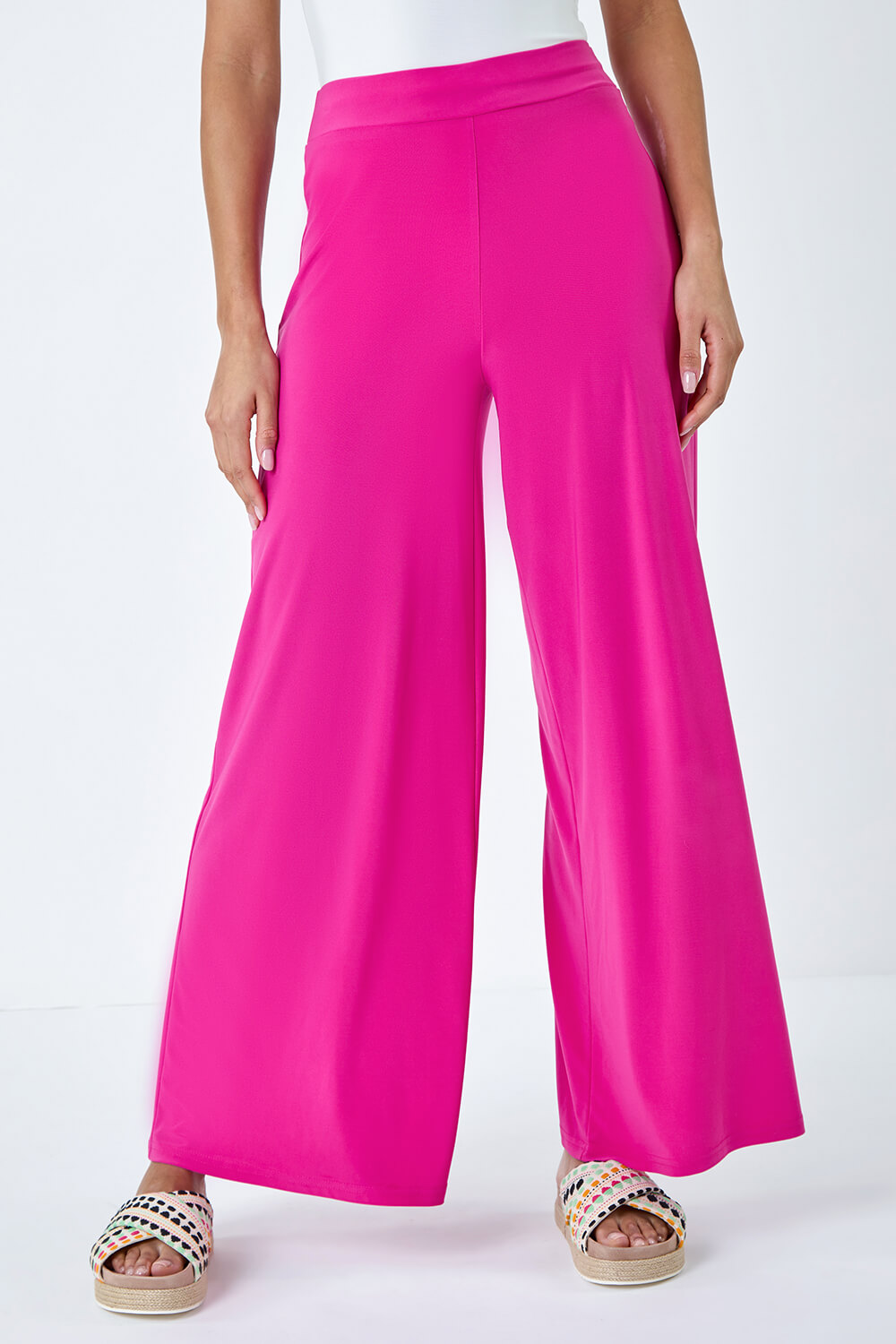 PINK Wide Leg Stretch Trousers, Image 4 of 5