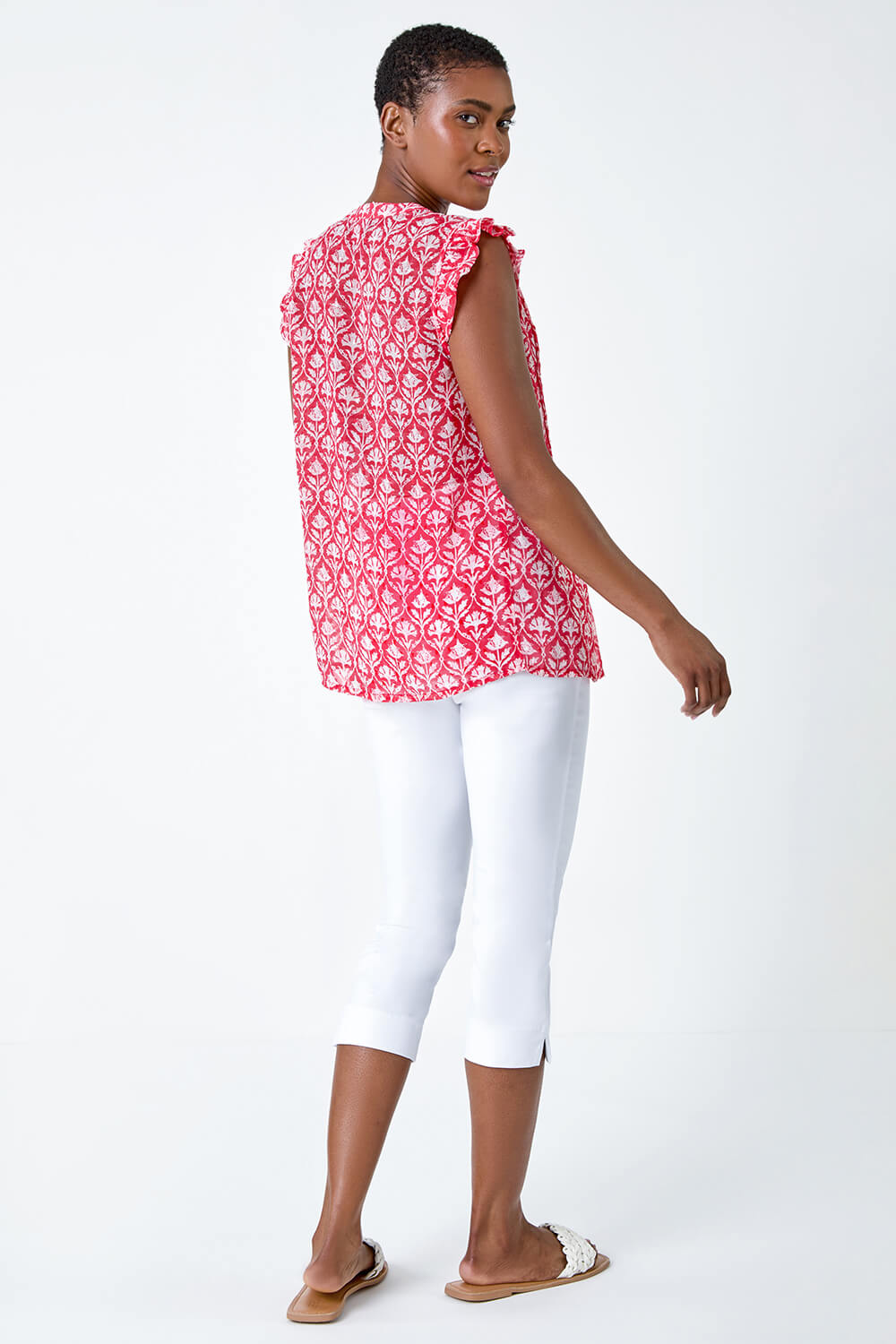 PINK Frill Sleeve Floral Print Blouse, Image 3 of 5