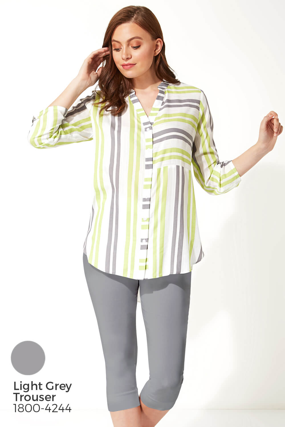Lime Contrast Stripe Print Shirt, Image 6 of 8