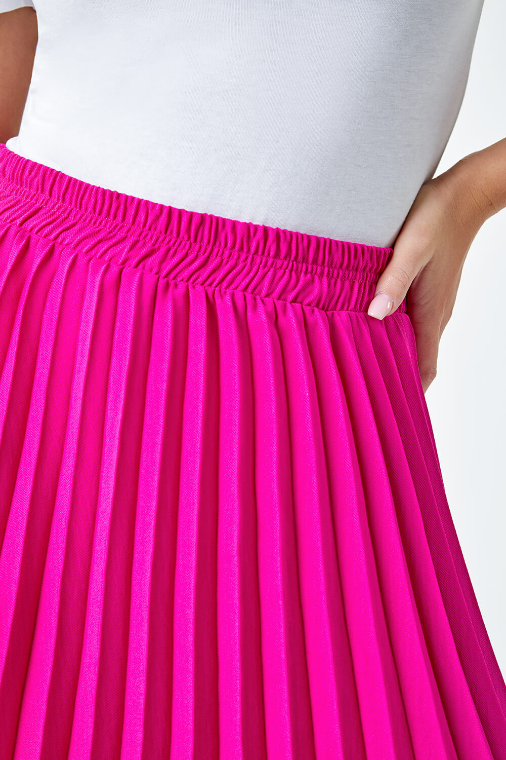 PINK Petite Pleated Stretch Midi Skirt, Image 4 of 6