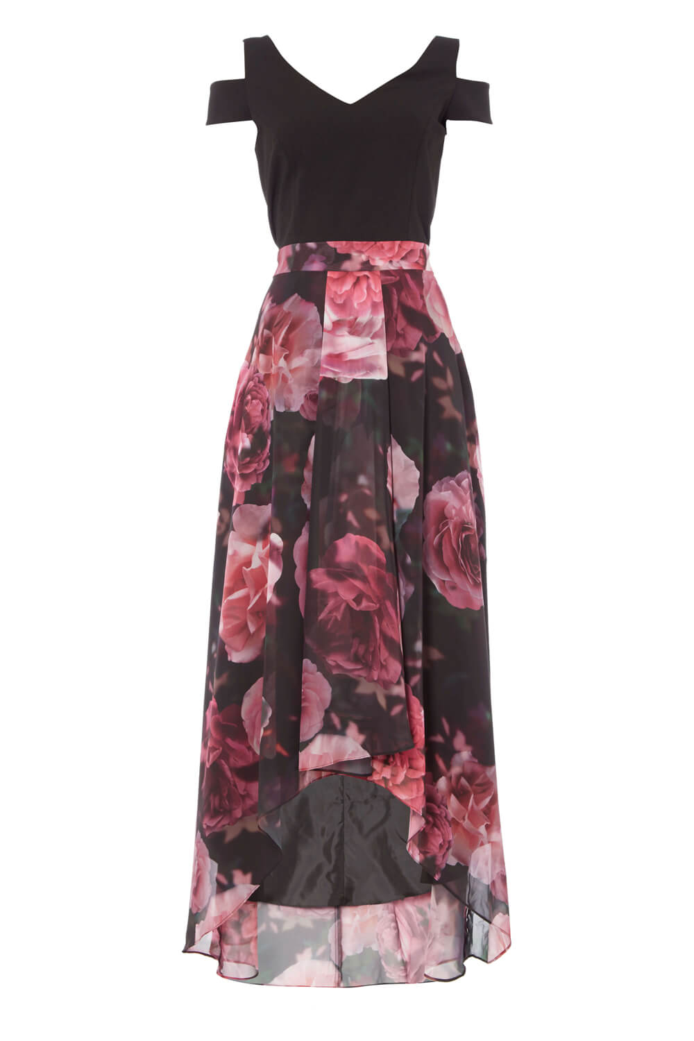 Rose Floral Print Cold Shoulder Maxi Dress, Image 6 of 6