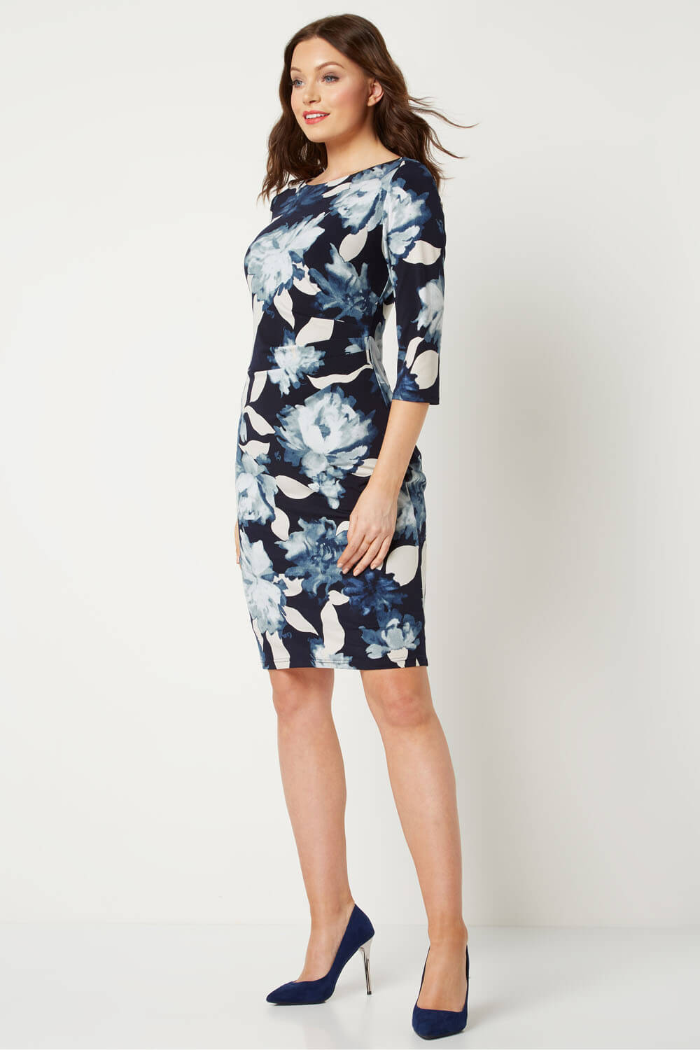  Floral Ruched Waist Dress, Image 2 of 5