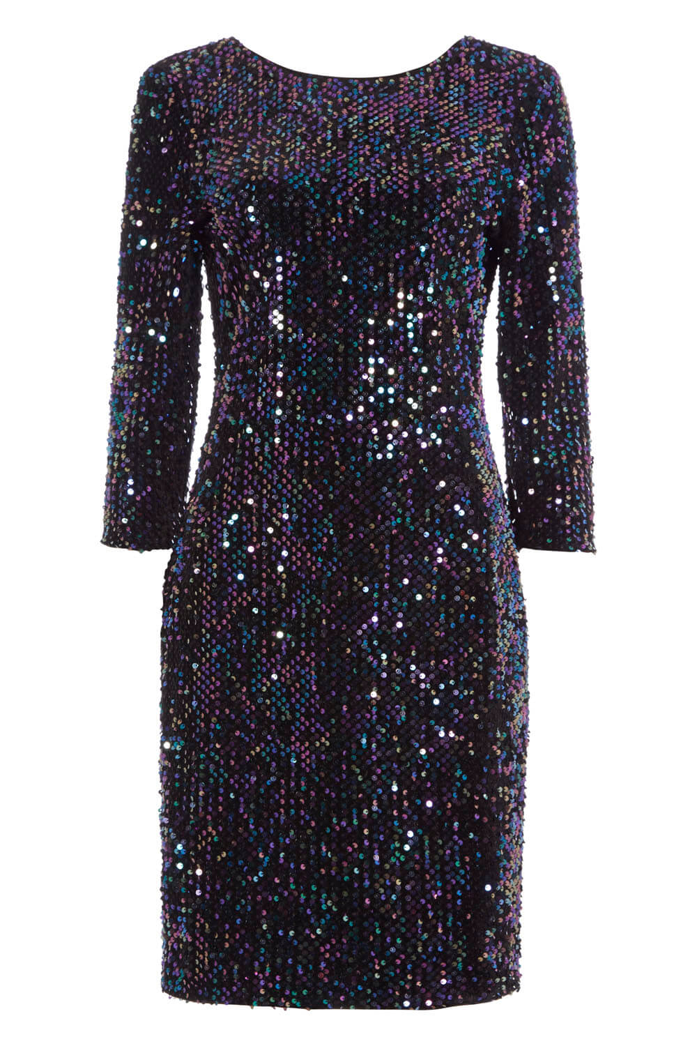 Black Velvet Sequin Shift Dress, Image 6 of 6