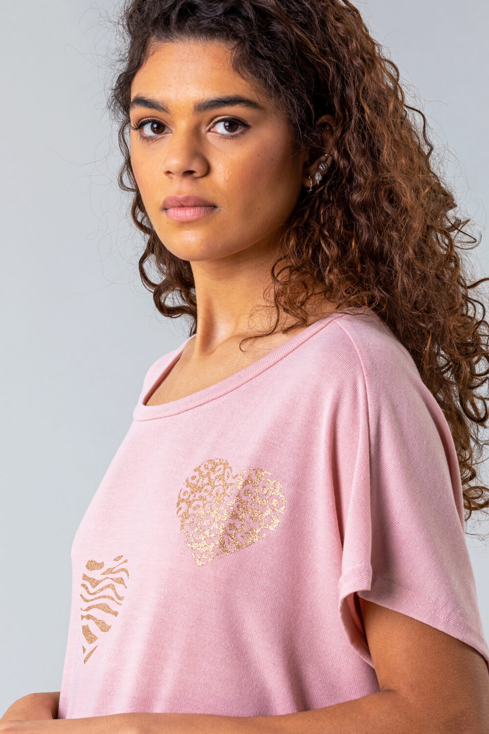 PINK Foil Heart Print Lounge T-Shirt, Image 4 of 4