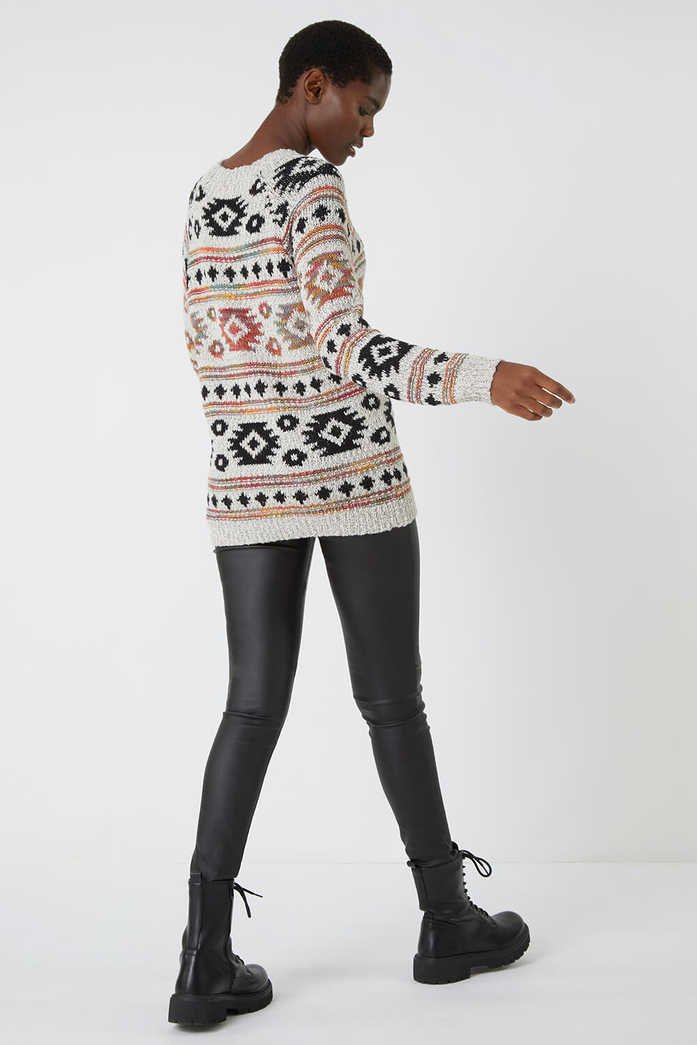Natural  Nordic Print Knitted Jumper, Image 3 of 5